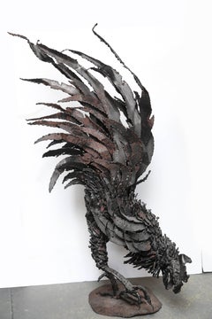Lifesize Pair Of Brutalist Fighting Cocks