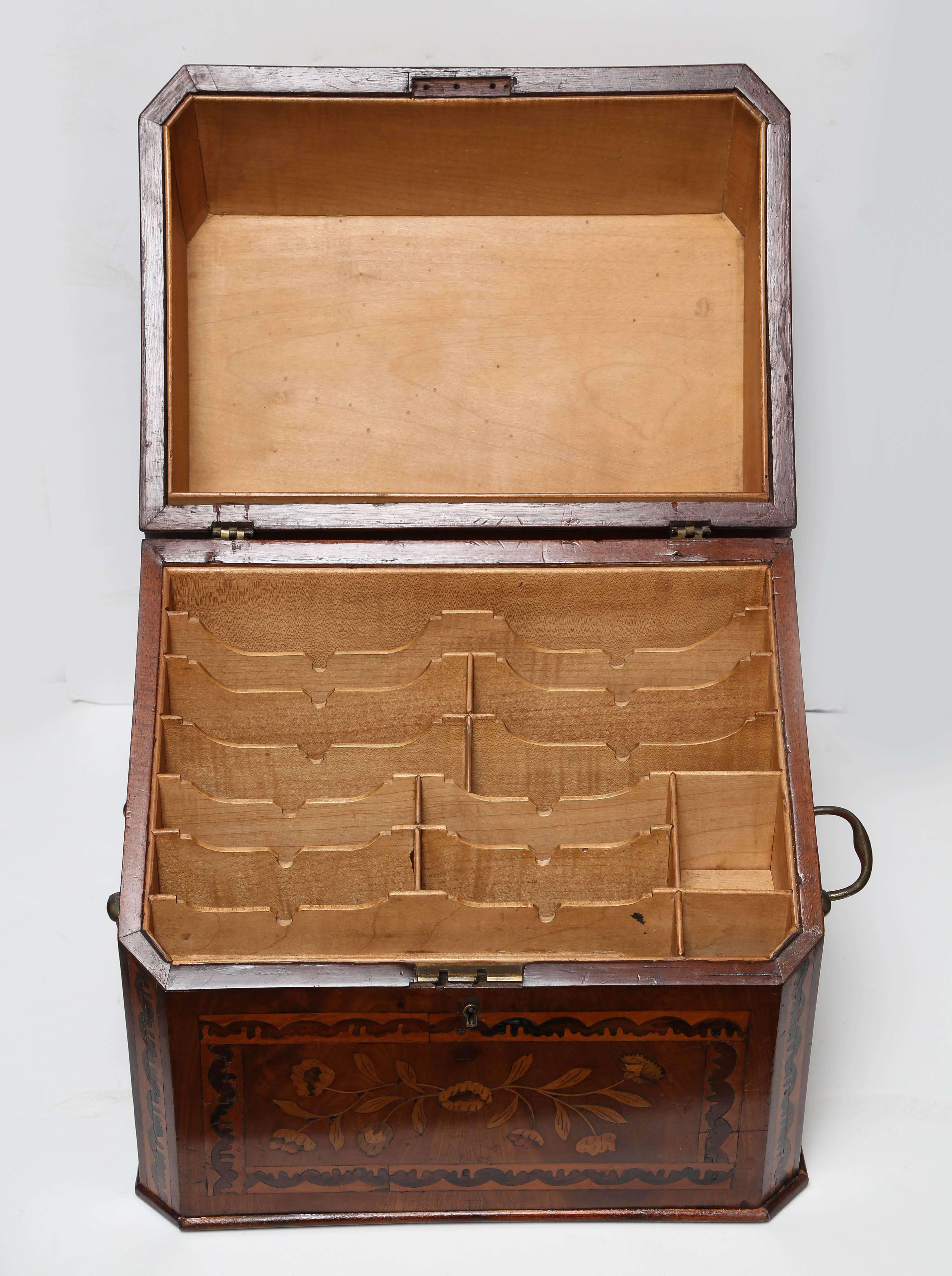 19th Century Large Dutch Marquetry Letter Box