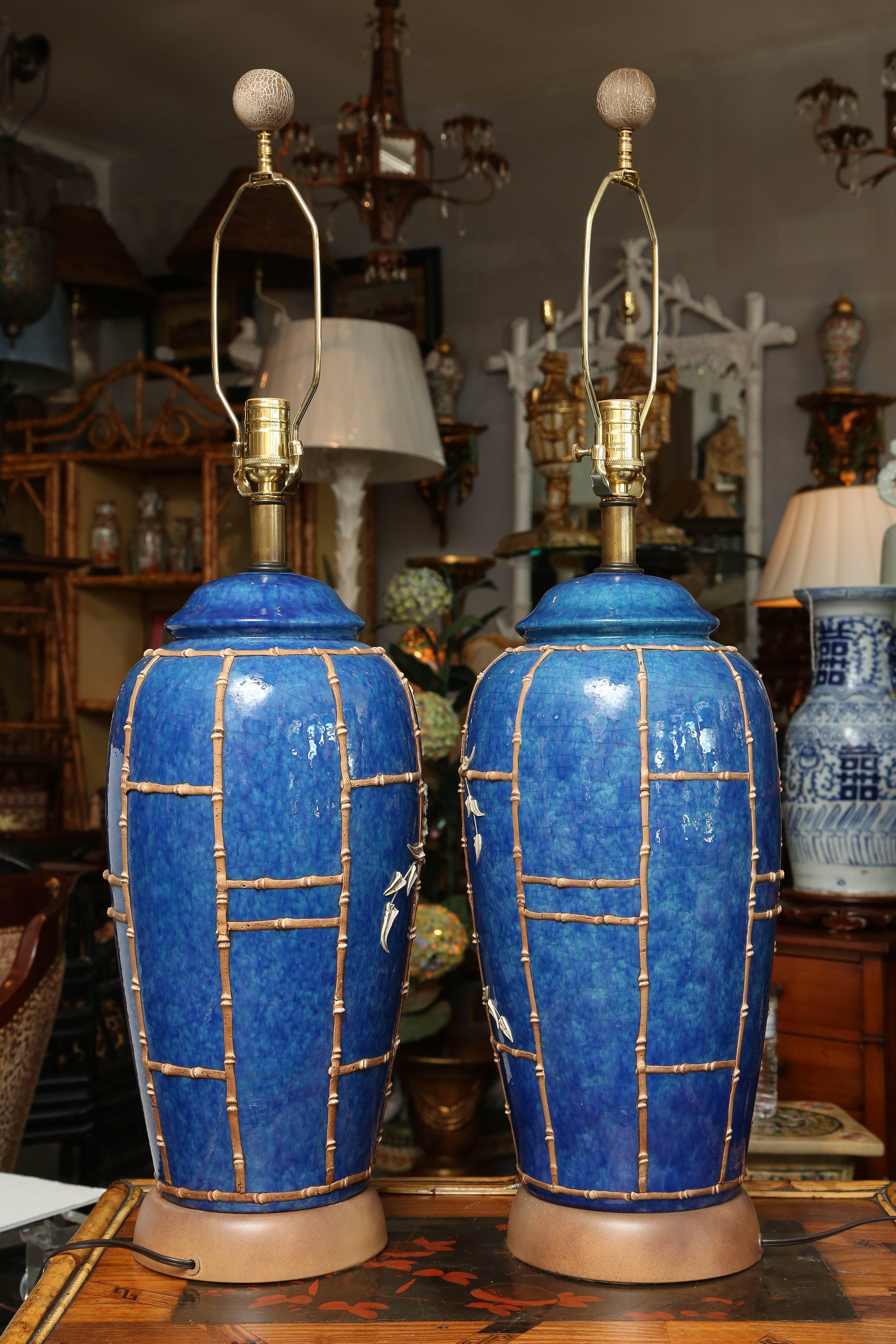 Porcelain Superb Pair of Chinese Lamps with 