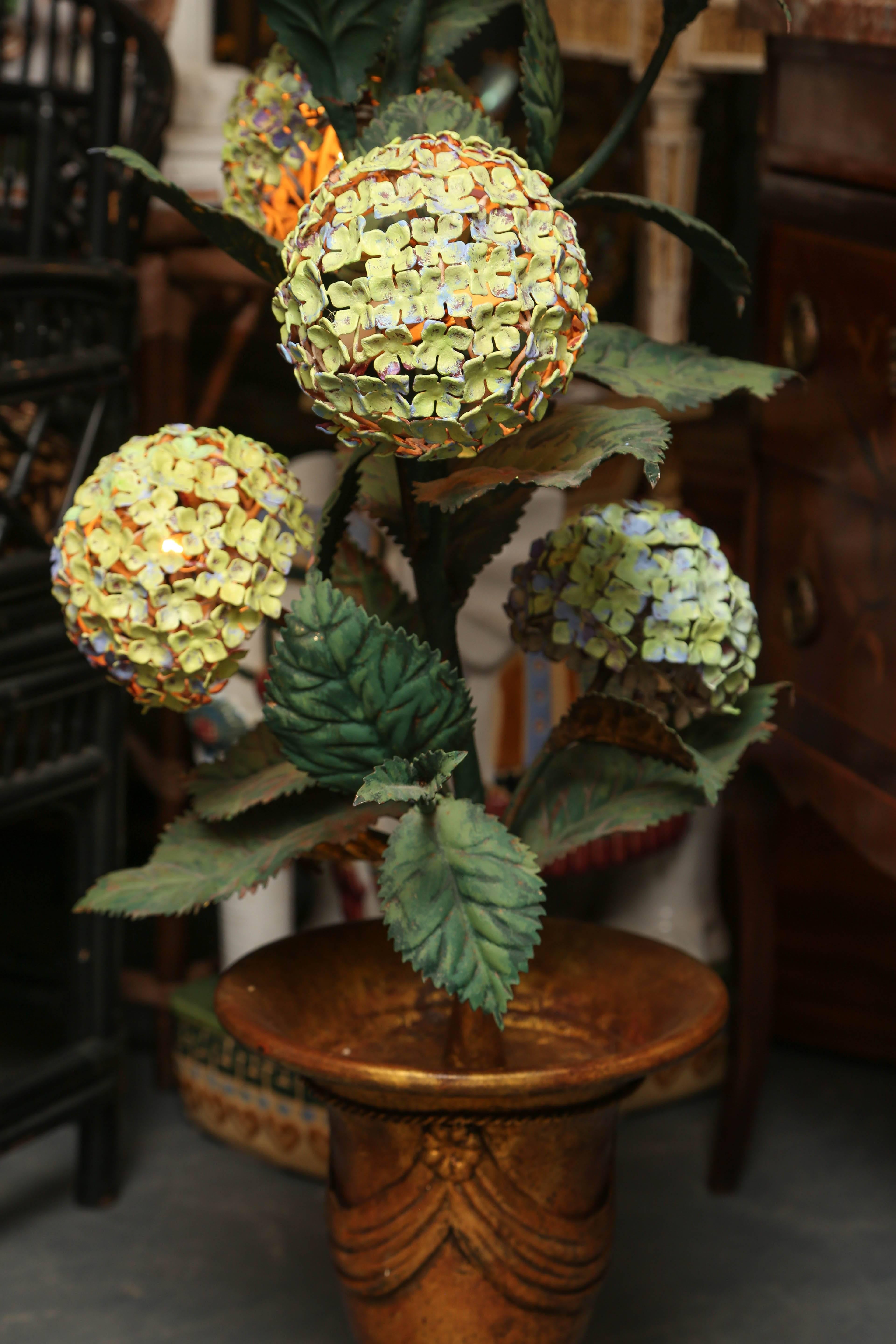 20th Century Superbly Whimsical Midcentury Hydrangea Floor Lamp