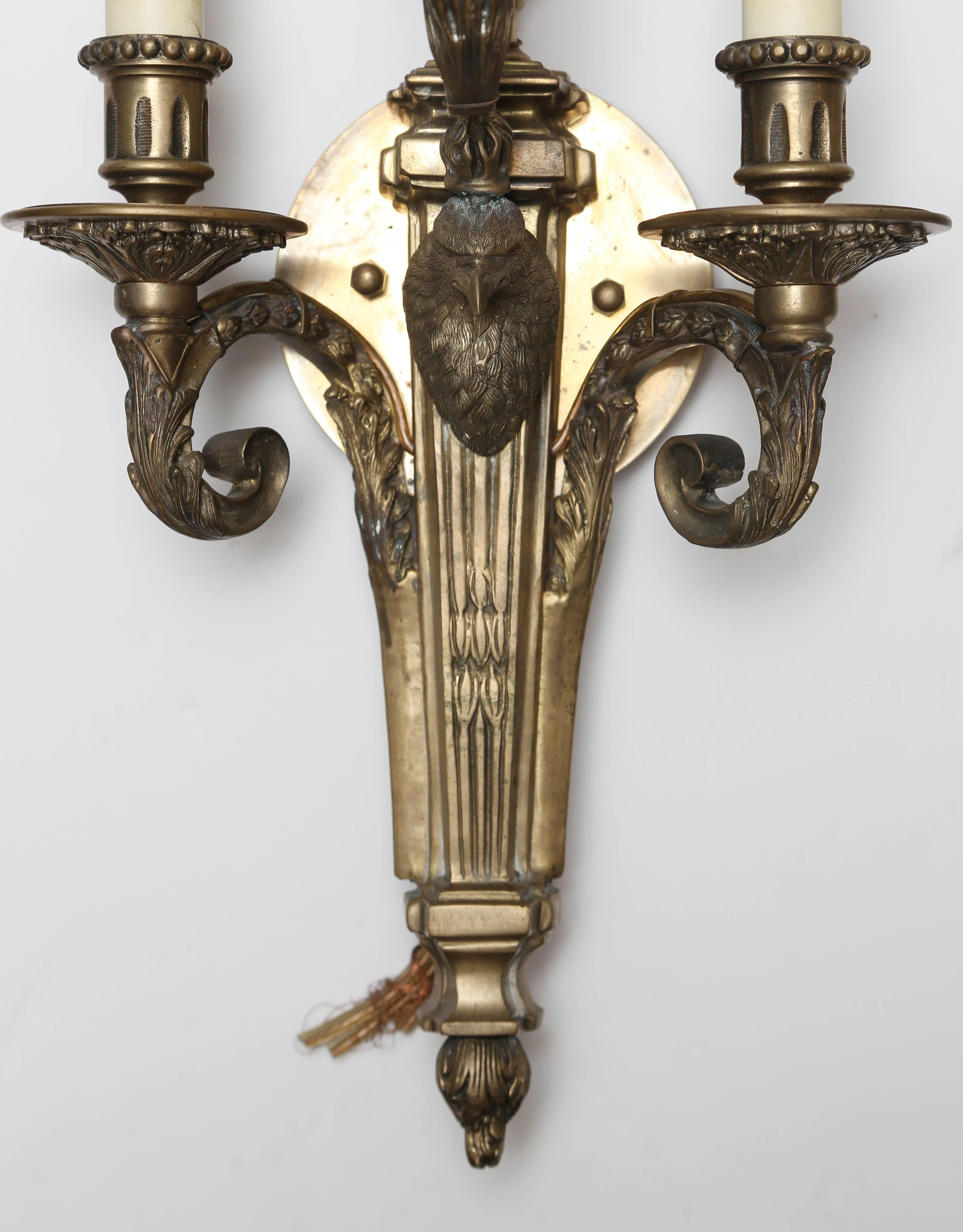 Superb Pair Of Russian Empire Style Sconces In Good Condition In West Palm Beach, FL