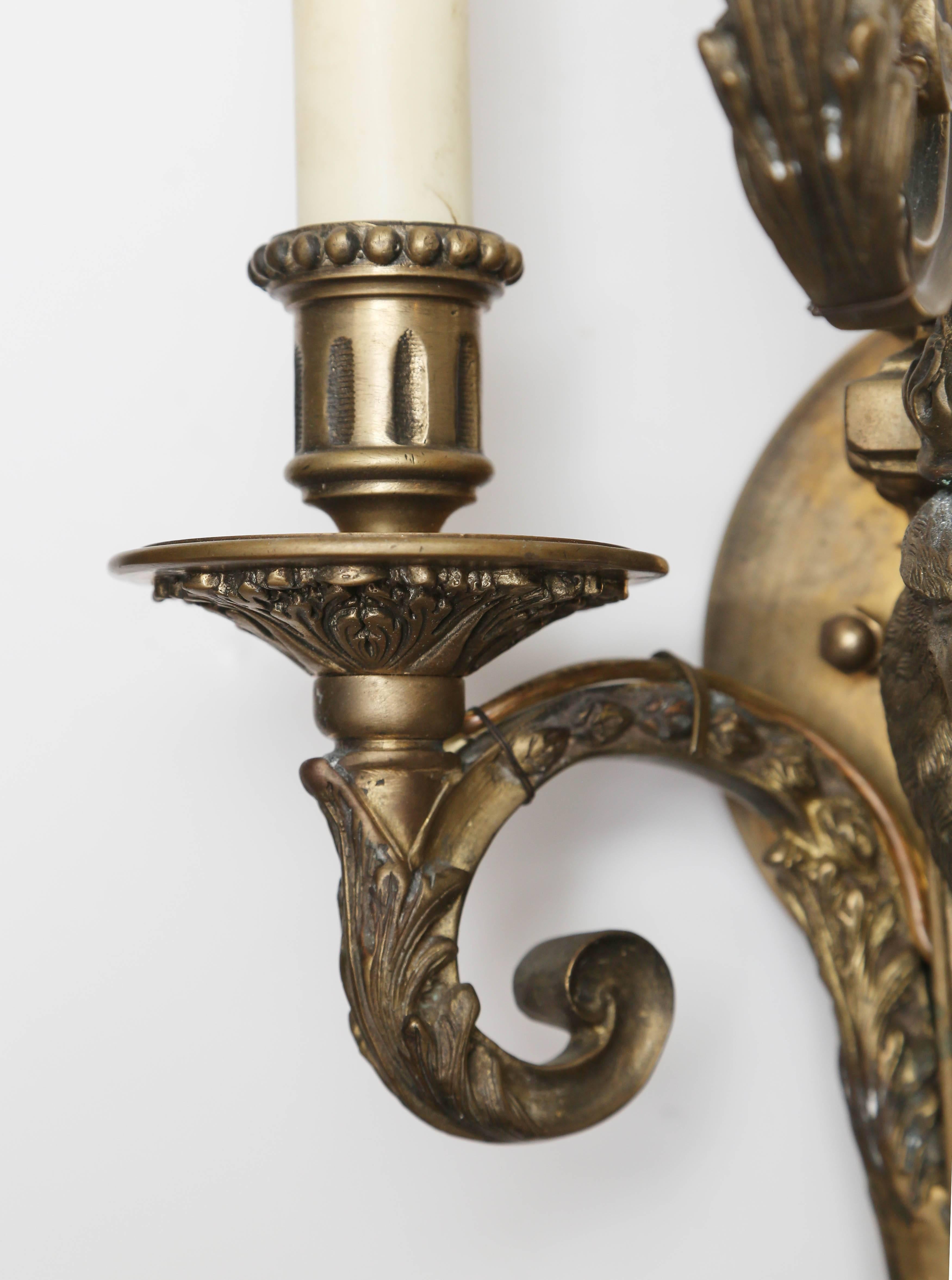 Bronze Superb Pair Of Russian Empire Style Sconces