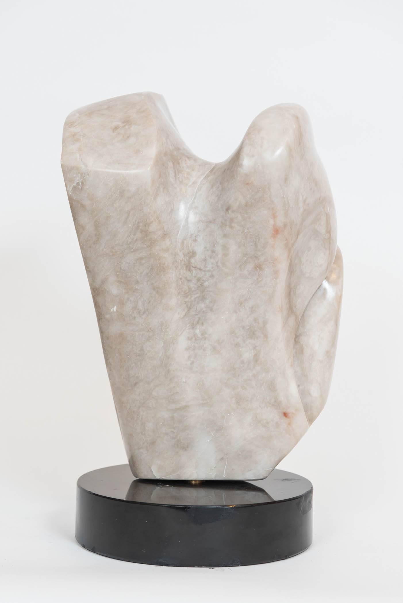 Hand-Carved Signed Marble Abstract Sculpture