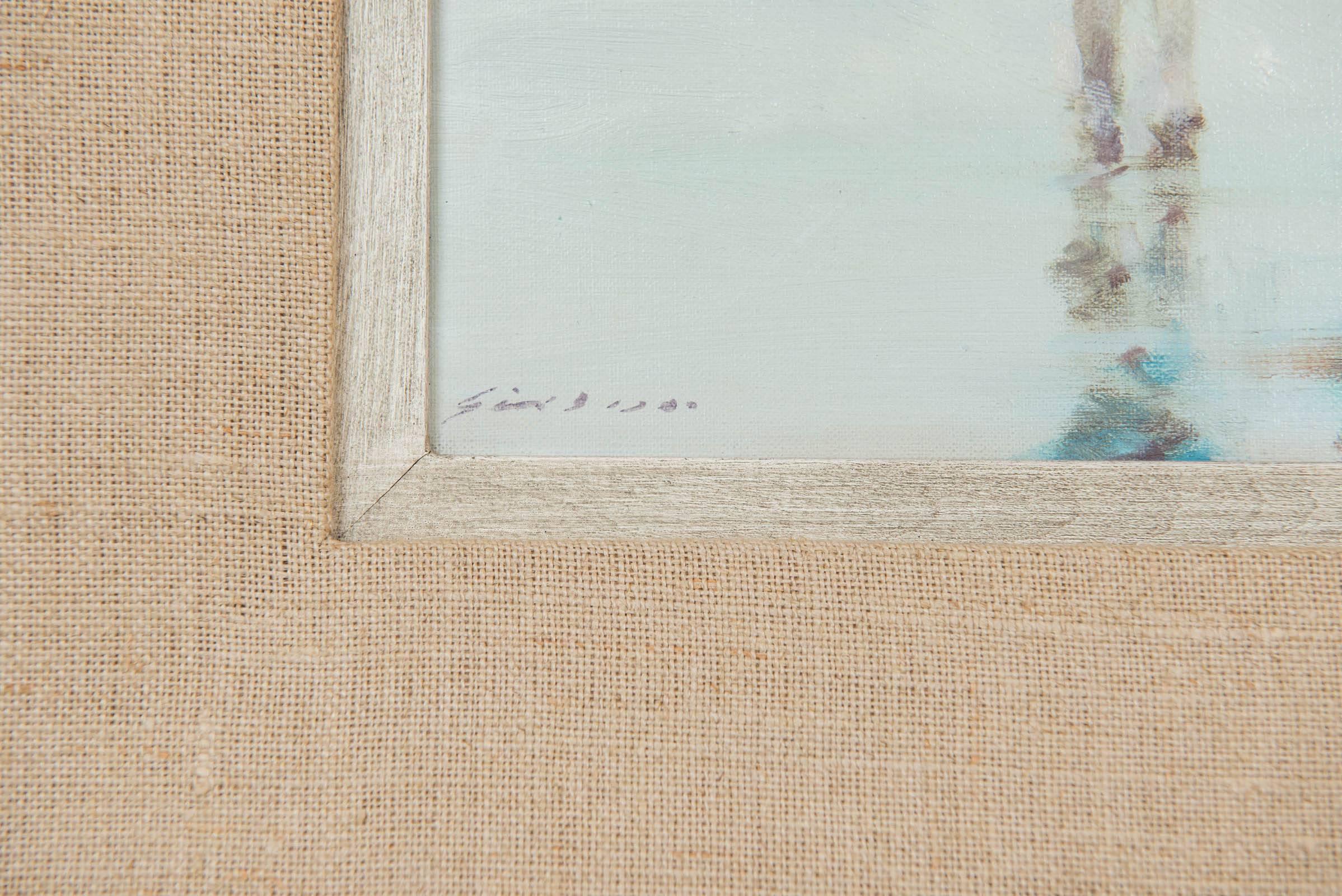 Mid-20th Century Andre Gisson Beach Scene with Mother and Child, American, circa 1960