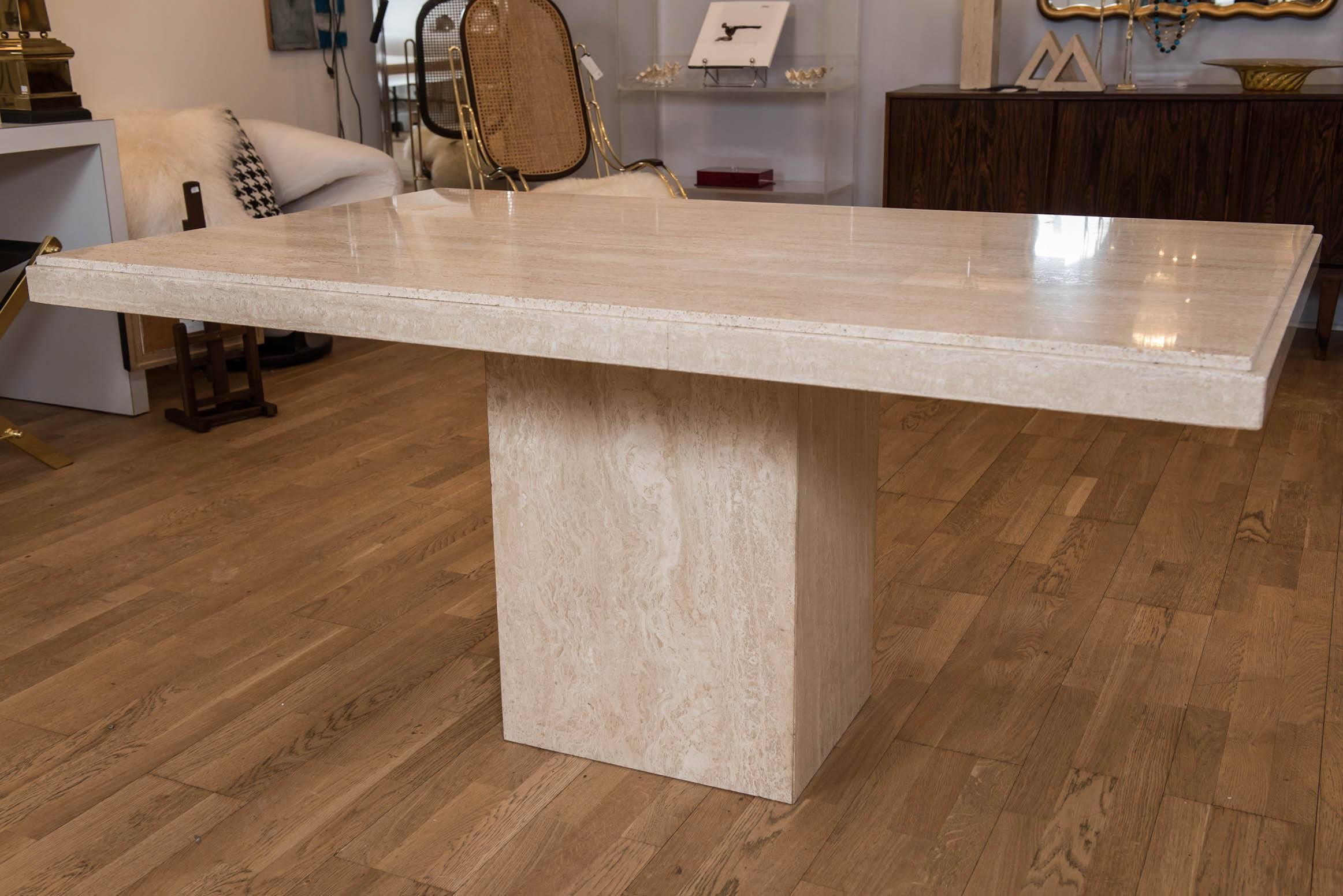 Vintage Travertine Breakfast Table/Desk In Excellent Condition In Toronto, ON