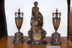 Magnificent Belle Époque Palace Bronze Clock Set