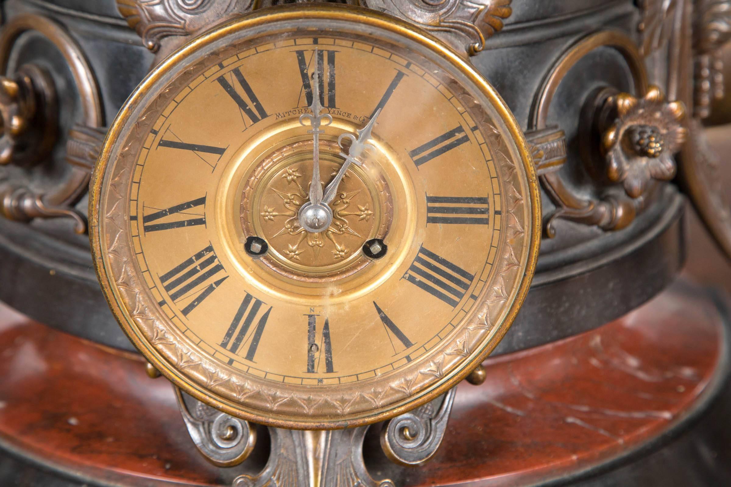 19th Century Magnificent Belle Époque Palace Bronze Clock Set For Sale