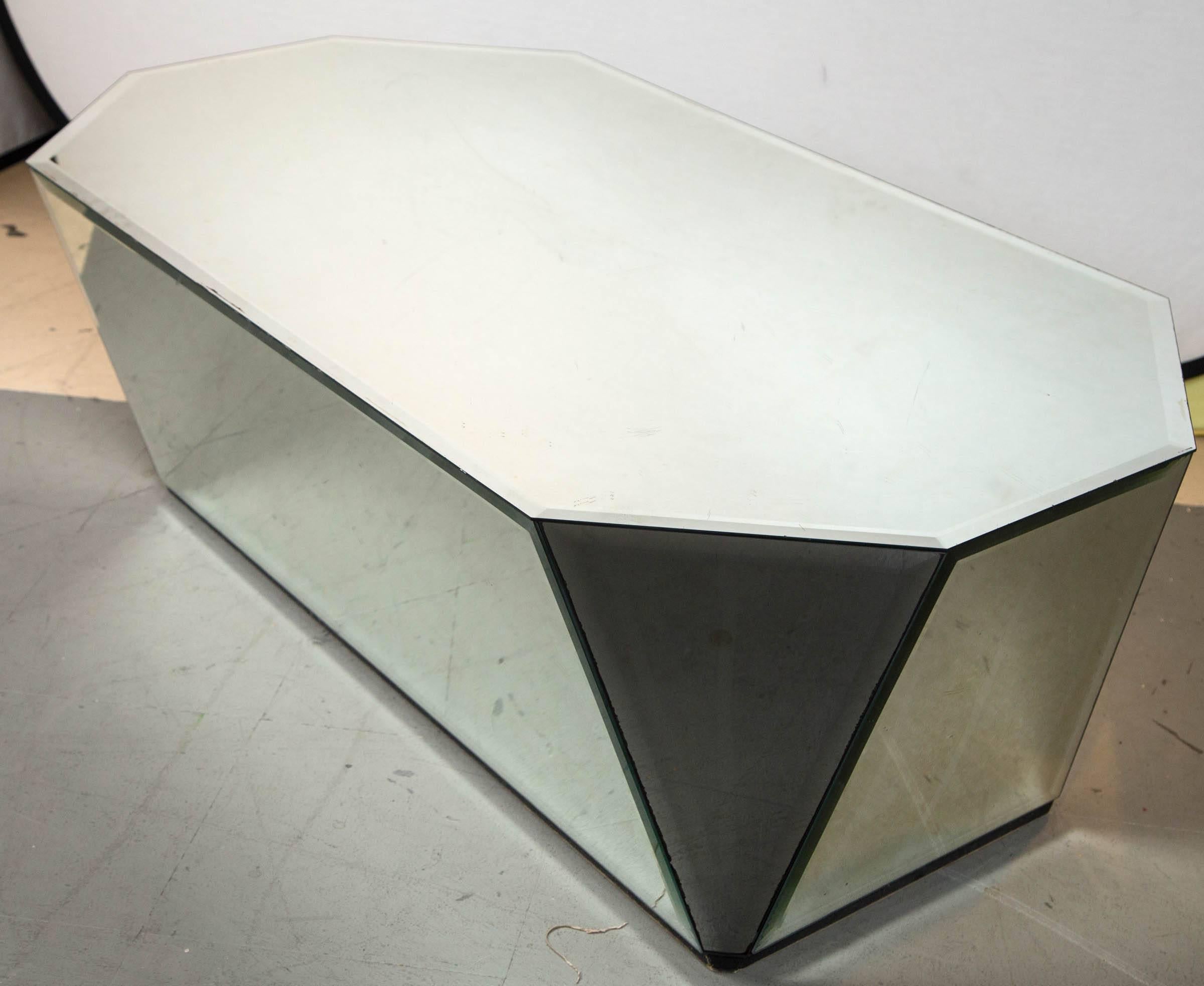 Geometric Dimensional Mirrored Cocktail Table For Sale 1