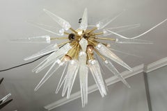 Custom Clear Murano Glass Spike Sputnik Flush Mount