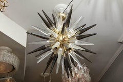 Smoke and Clear Murano Glass Spike Sputnik Chandelier