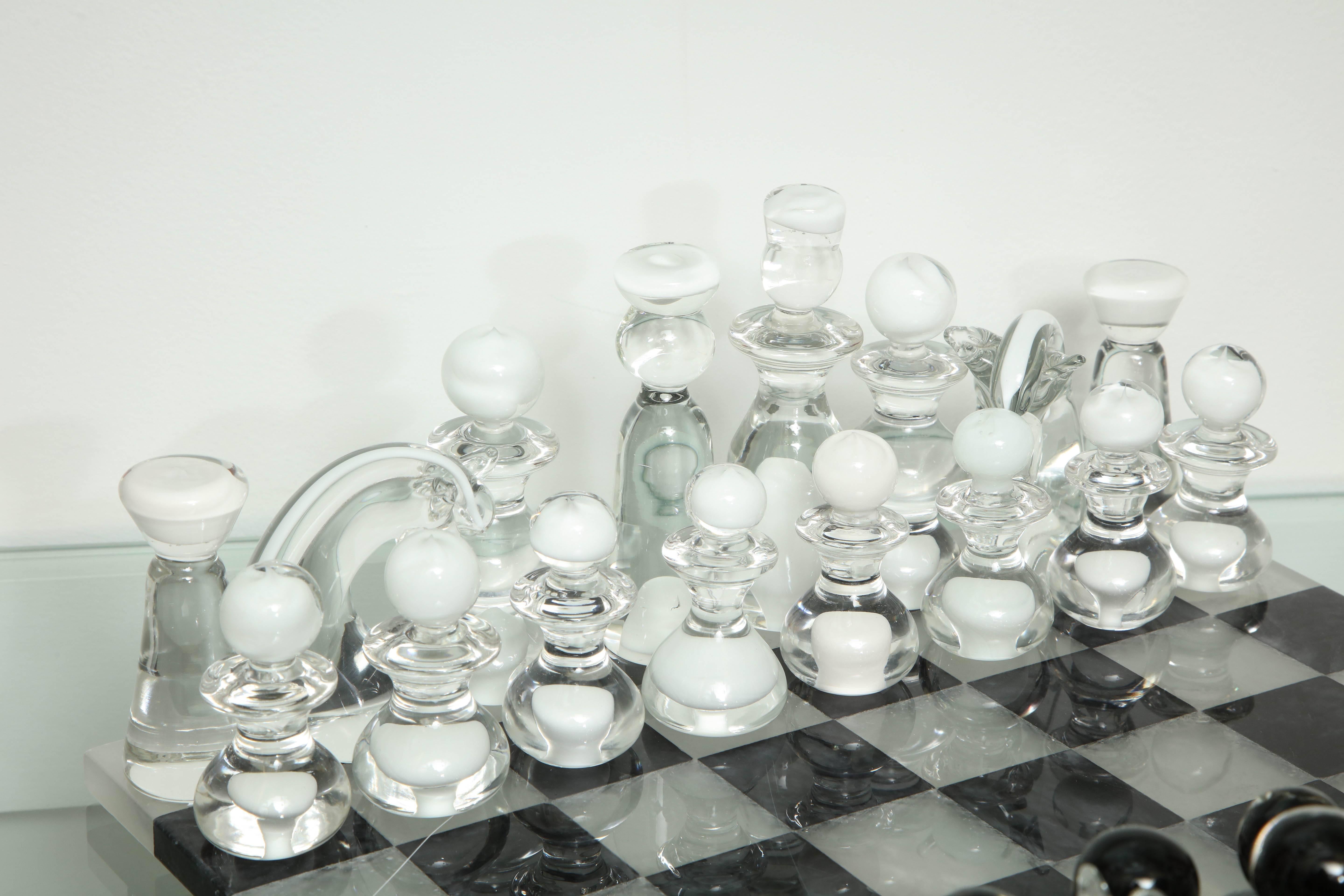 Mid-Century Modern Murano Glass Chess Set