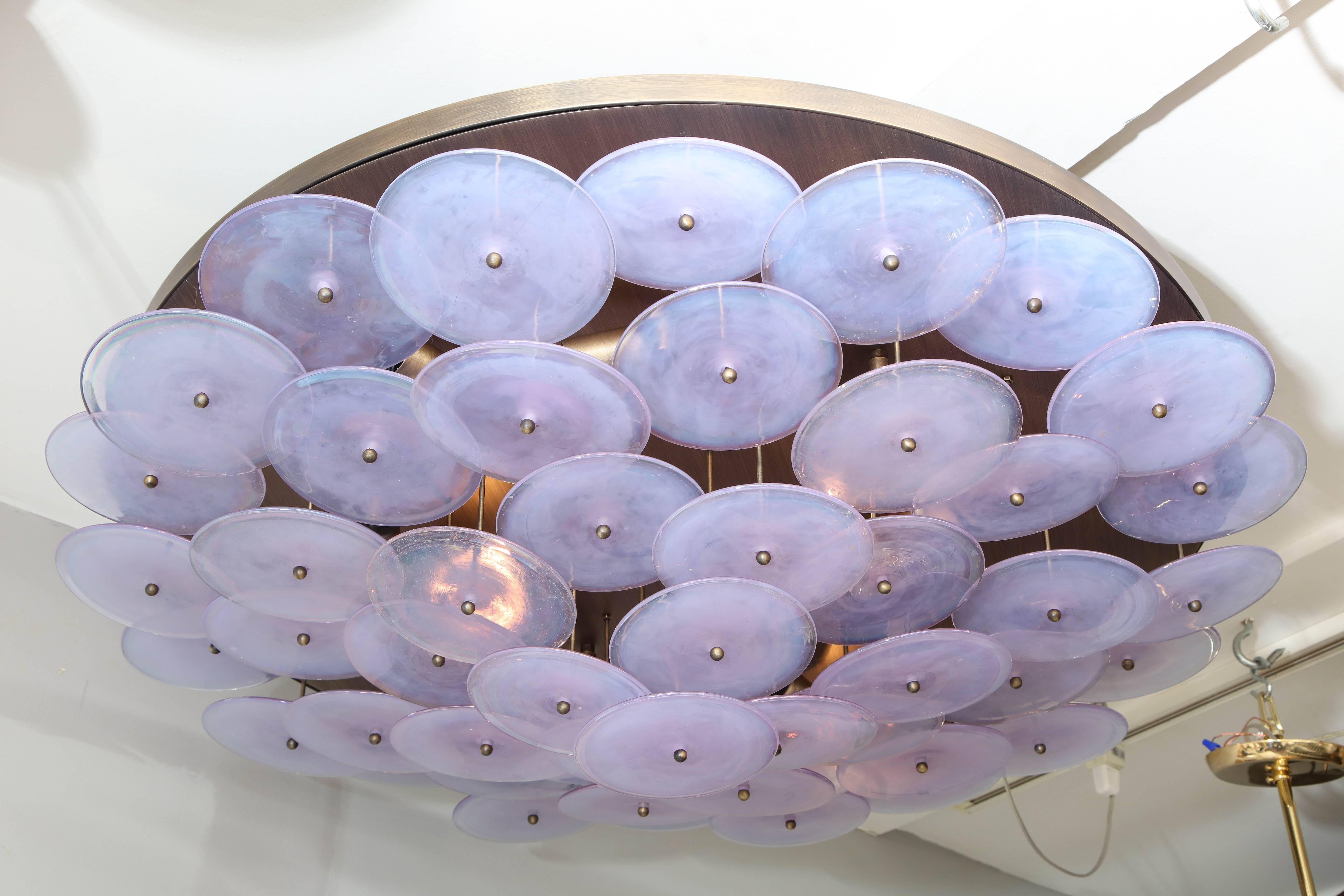Moderne Lampe encastrée à disques en verre de Murano irisé Alex en vente