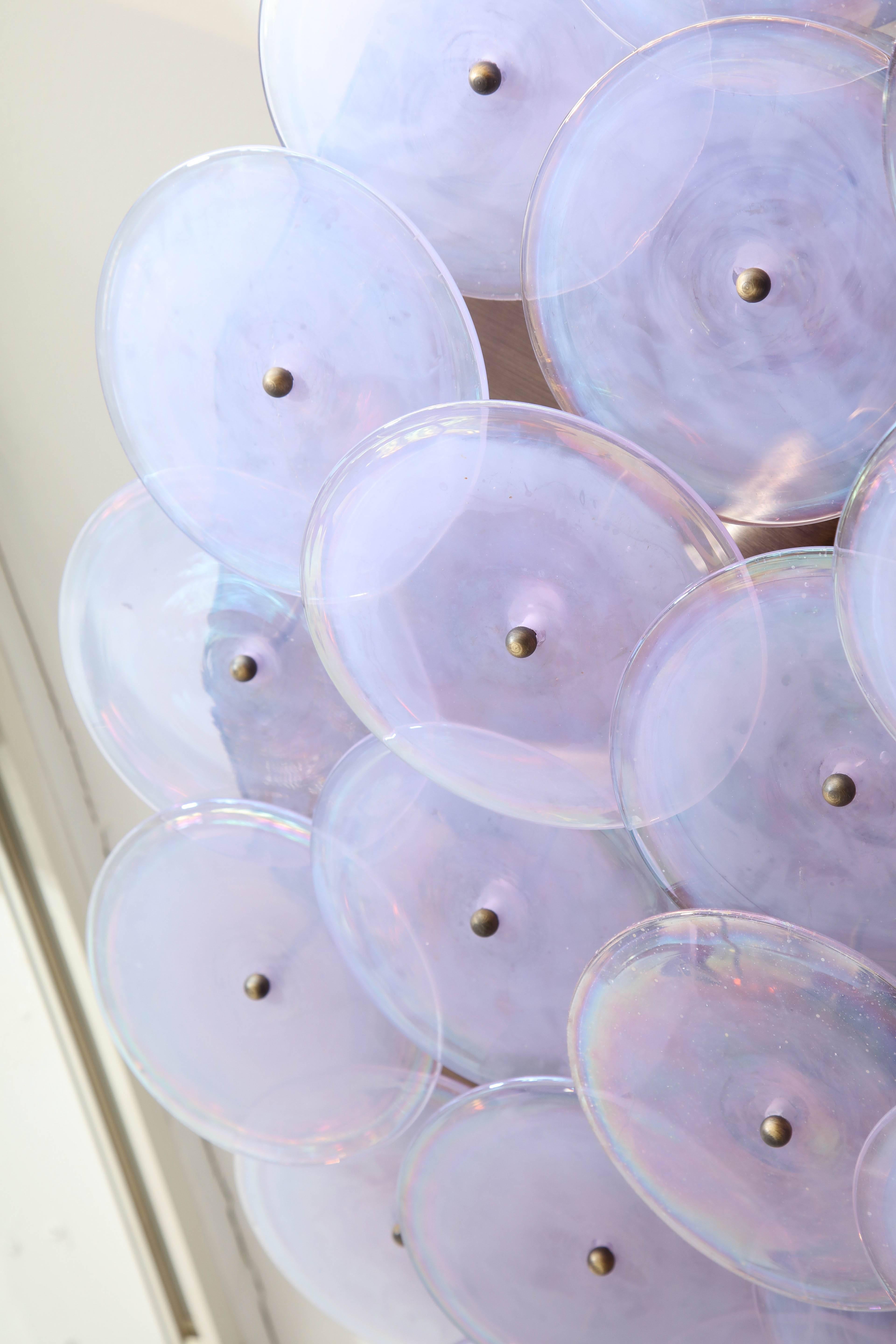 Custom Alex Iridescent Murano Glass Disc Flush Mount Light For Sale 1