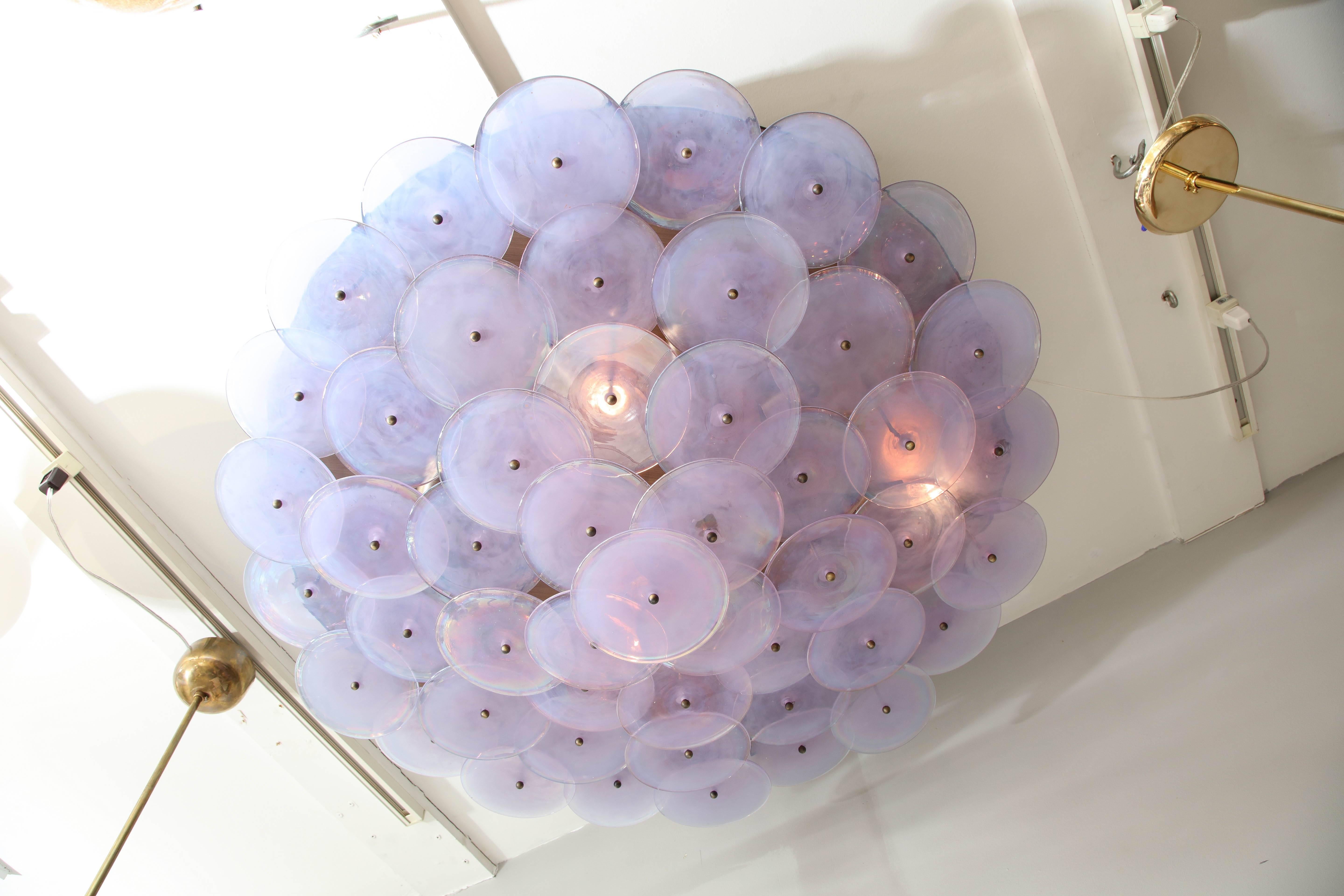 XXIe siècle et contemporain Lampe encastrée à disques en verre de Murano irisé Alex en vente