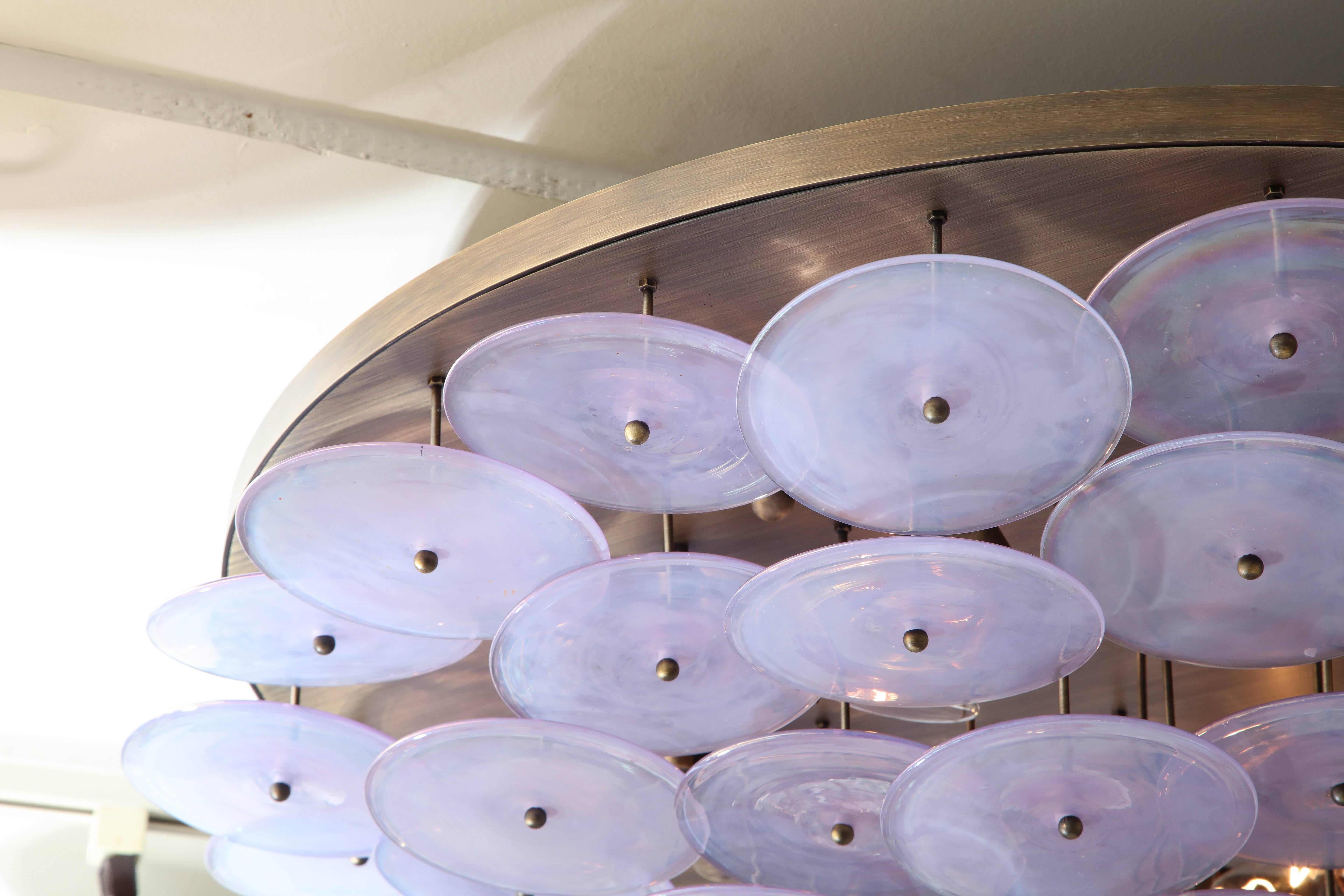 Lampe encastrée à disques en verre de Murano irisé Alex Neuf - En vente à New York, NY