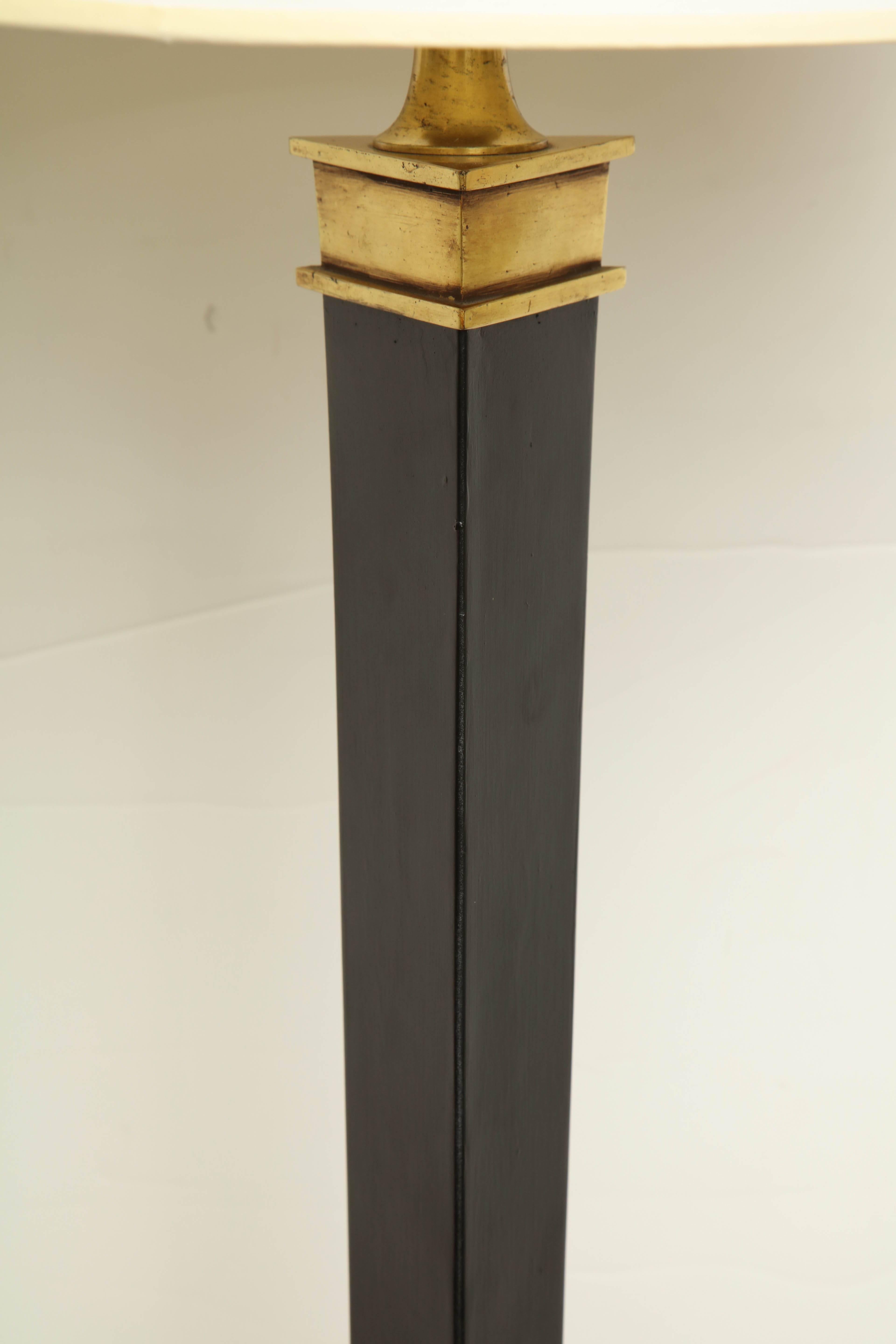 Mid-20th Century French Midcentury Blackened Metal and Bronze Floor Lamp, circa 1960s