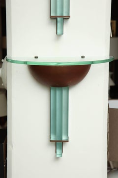 Pair of Art Deco Copper and Glass Sconces by Fontana Art, Attributed to Chiesa
