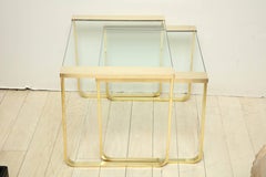 Italian Mid Century Brass and Glass Nesting Tables by Sergio Mazza for Cinova