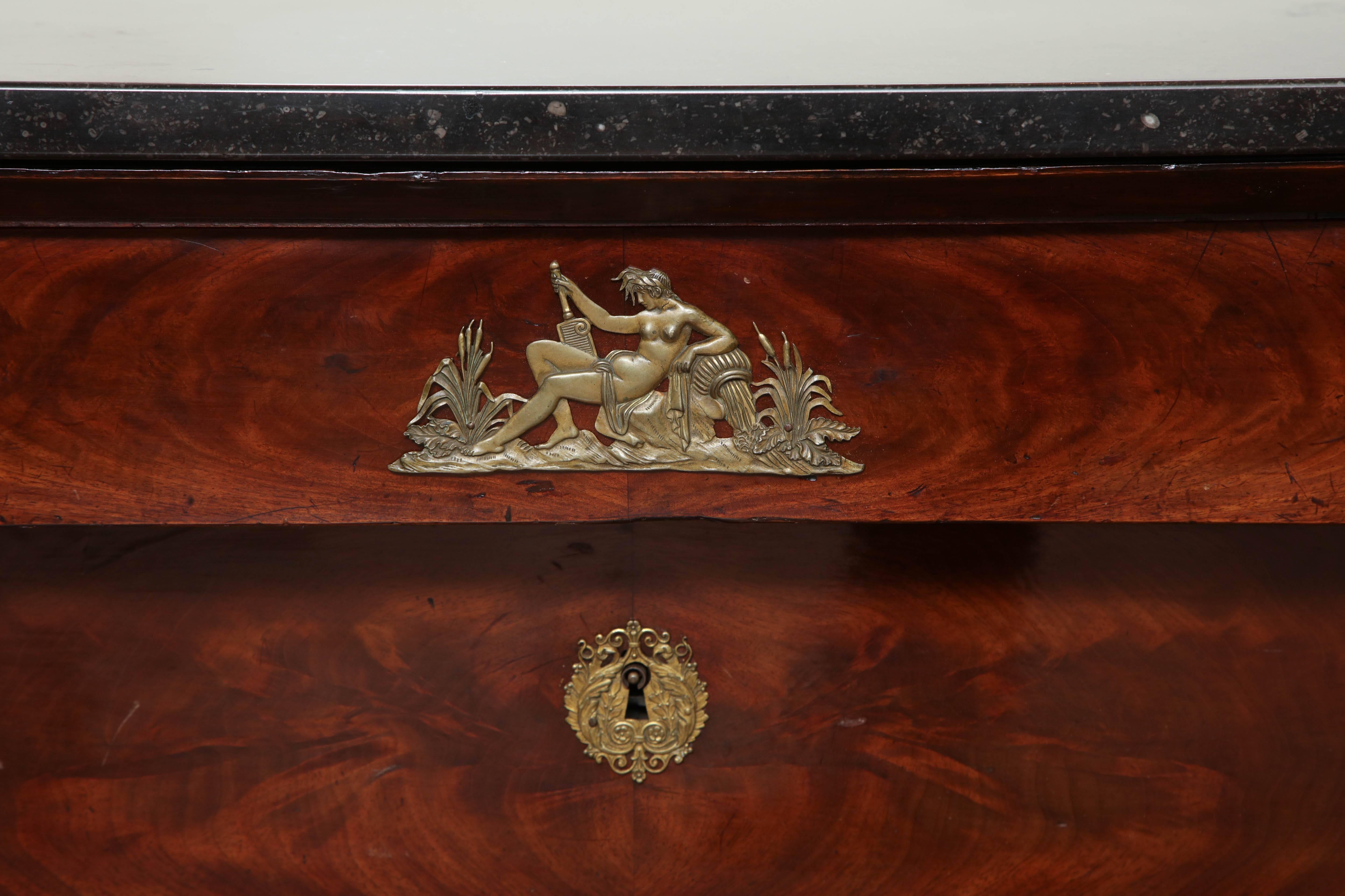 Ormolu Early 19th Century French Empire Chest in Mahogany