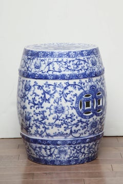 19th Century English, Minton Pottery, Blue and White Garden Seat