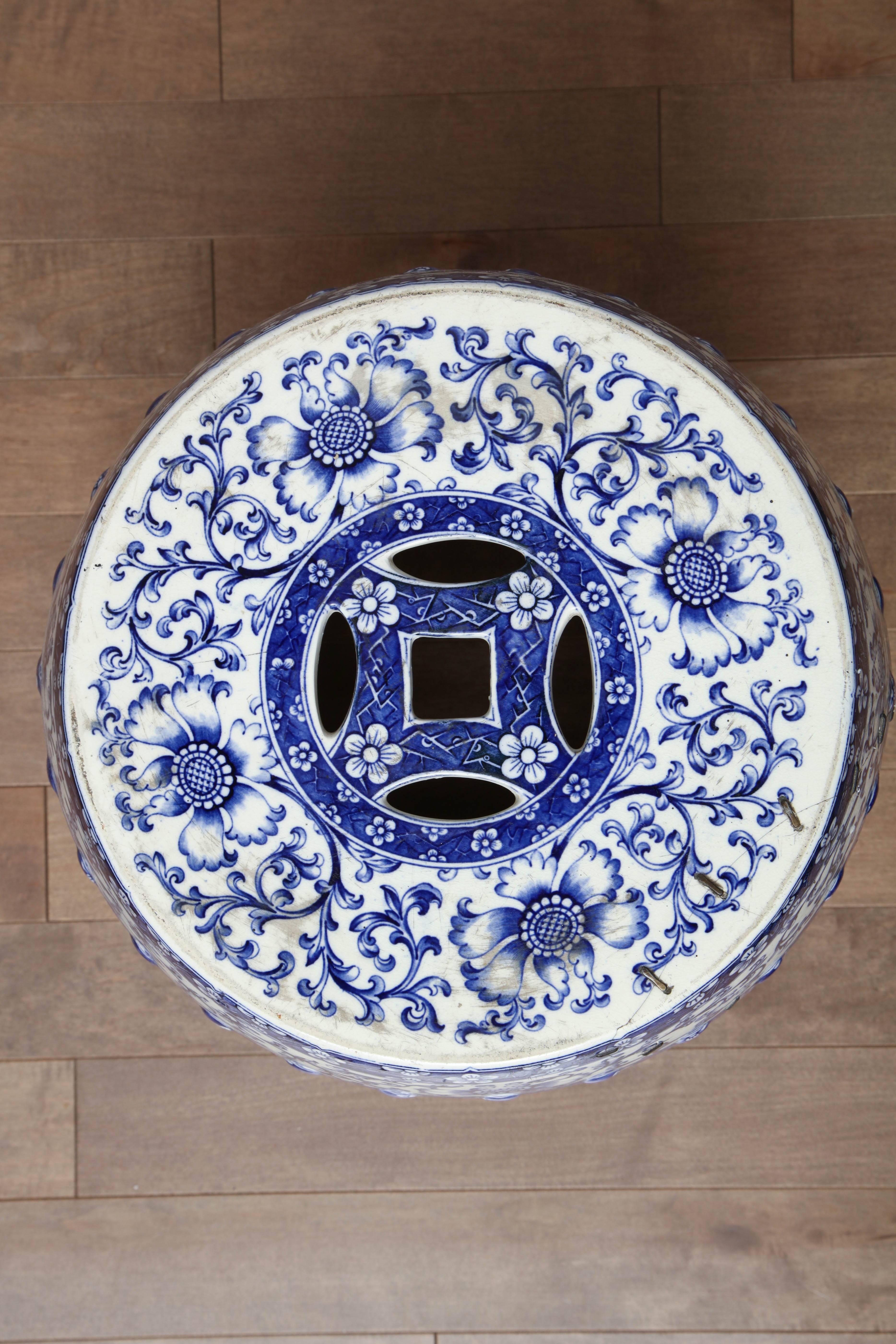 19th Century English, Minton Pottery, Blue and White Garden Seat 2