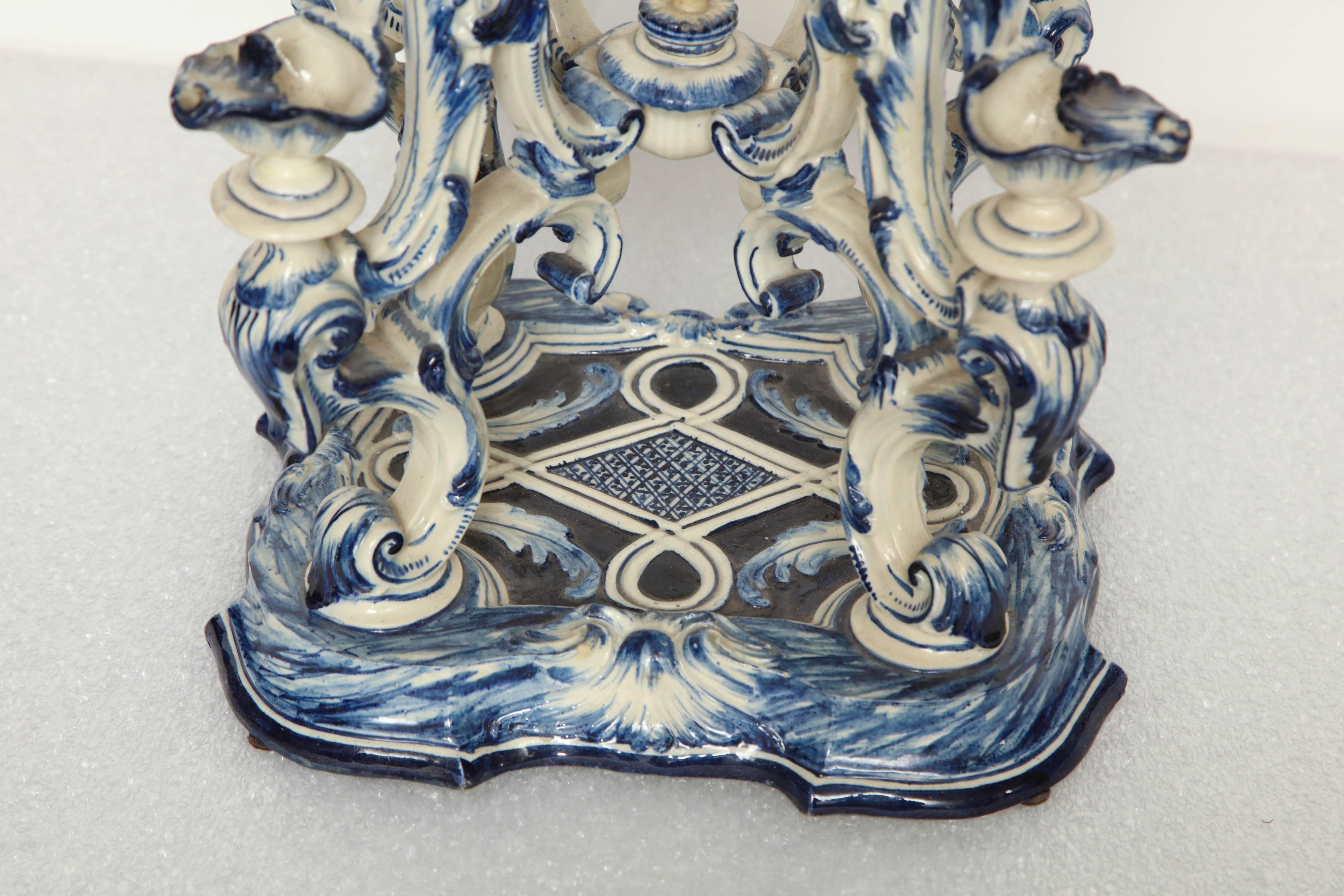 19th Century Italian Blue and White Centre Piece For Sale 2