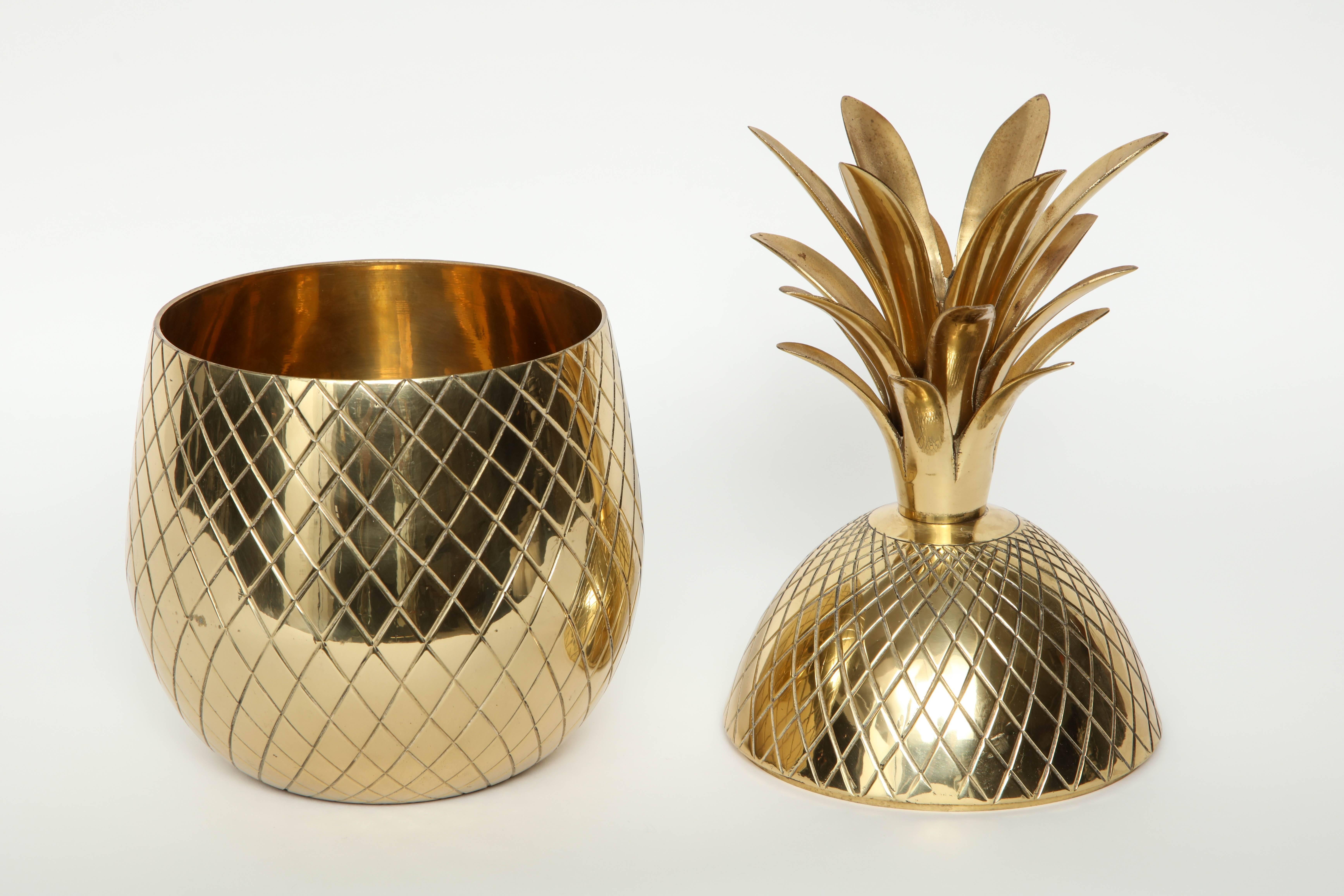 20th Century French Midcentury Brass Pineapple Ice Bucket