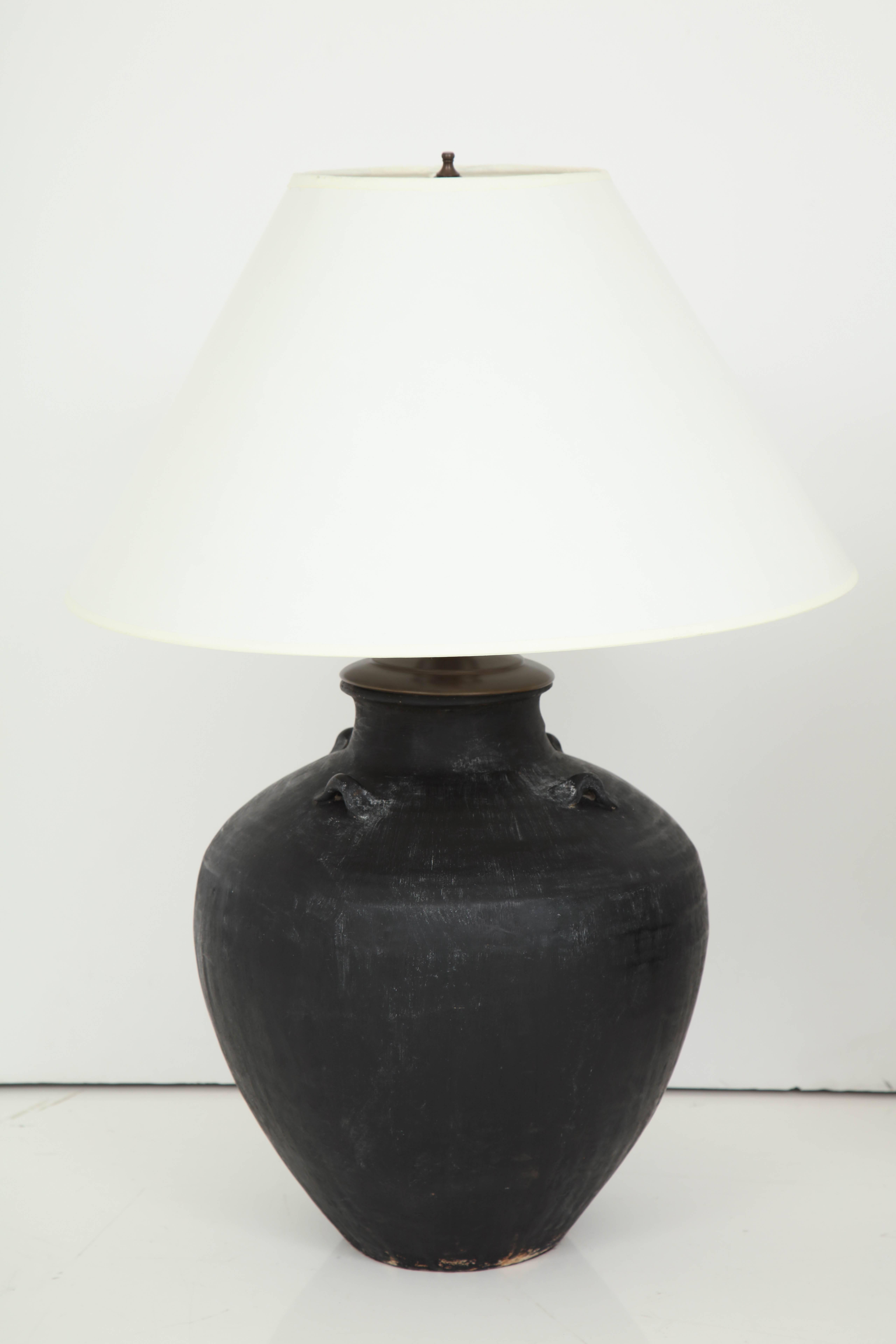 black terracotta table lamp