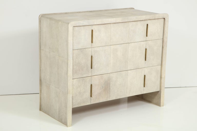Shagreen Chest of Drawers with Bronze Handles at 1stDibs