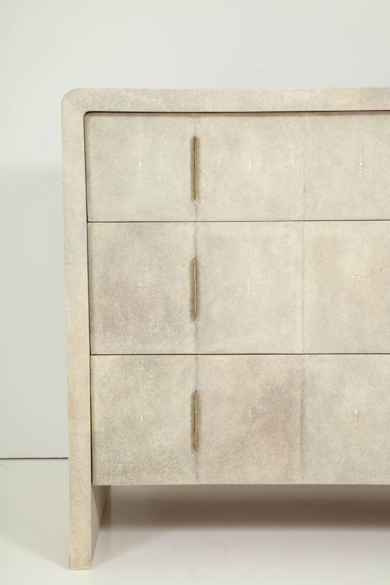 Shagreen Chest of Drawers with Bronze Handles at 1stDibs