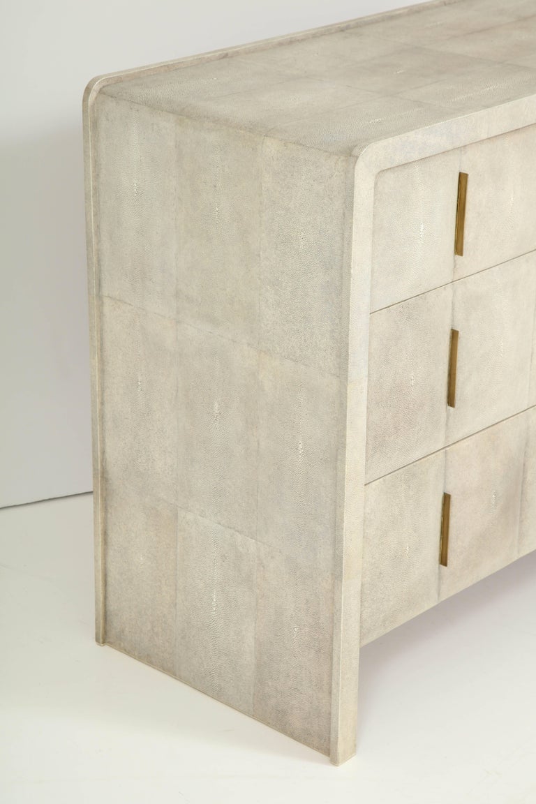 Shagreen Chest of Drawers with Bronze Handles at 1stDibs