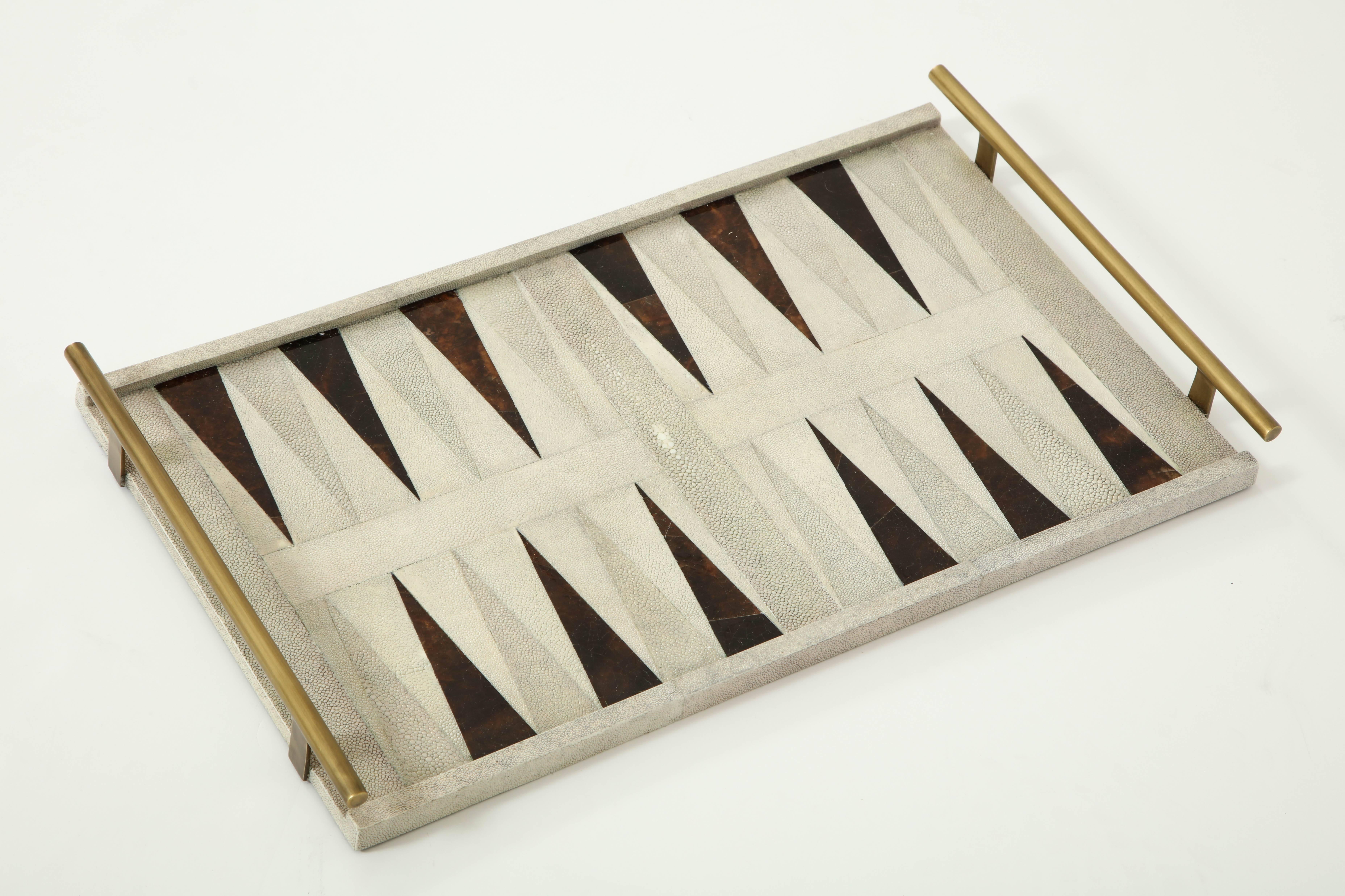 Hand-Crafted Shagreen Backgammon Game