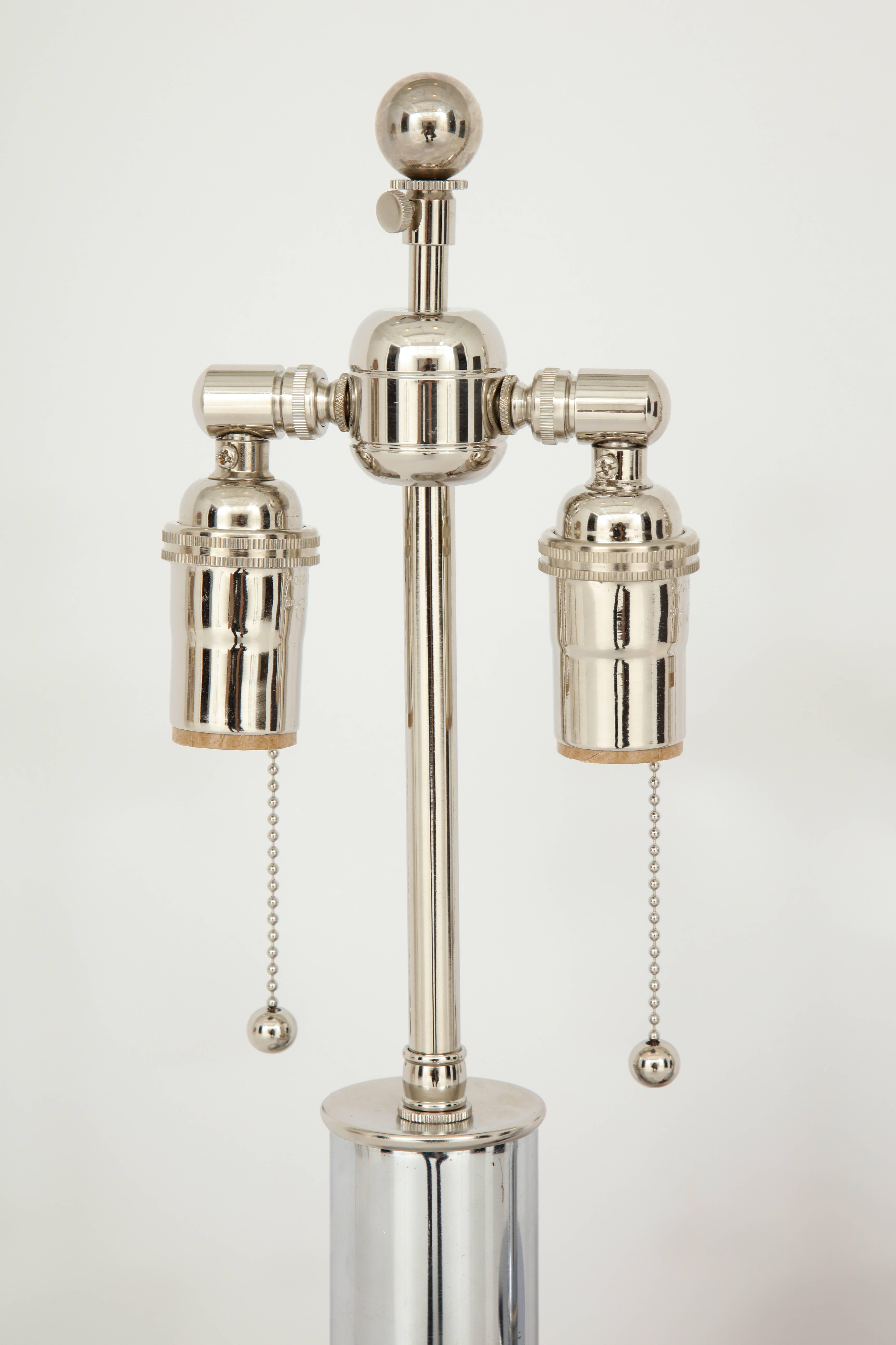 Late 20th Century Pair of Wood and Chrome Lamps by Laurel