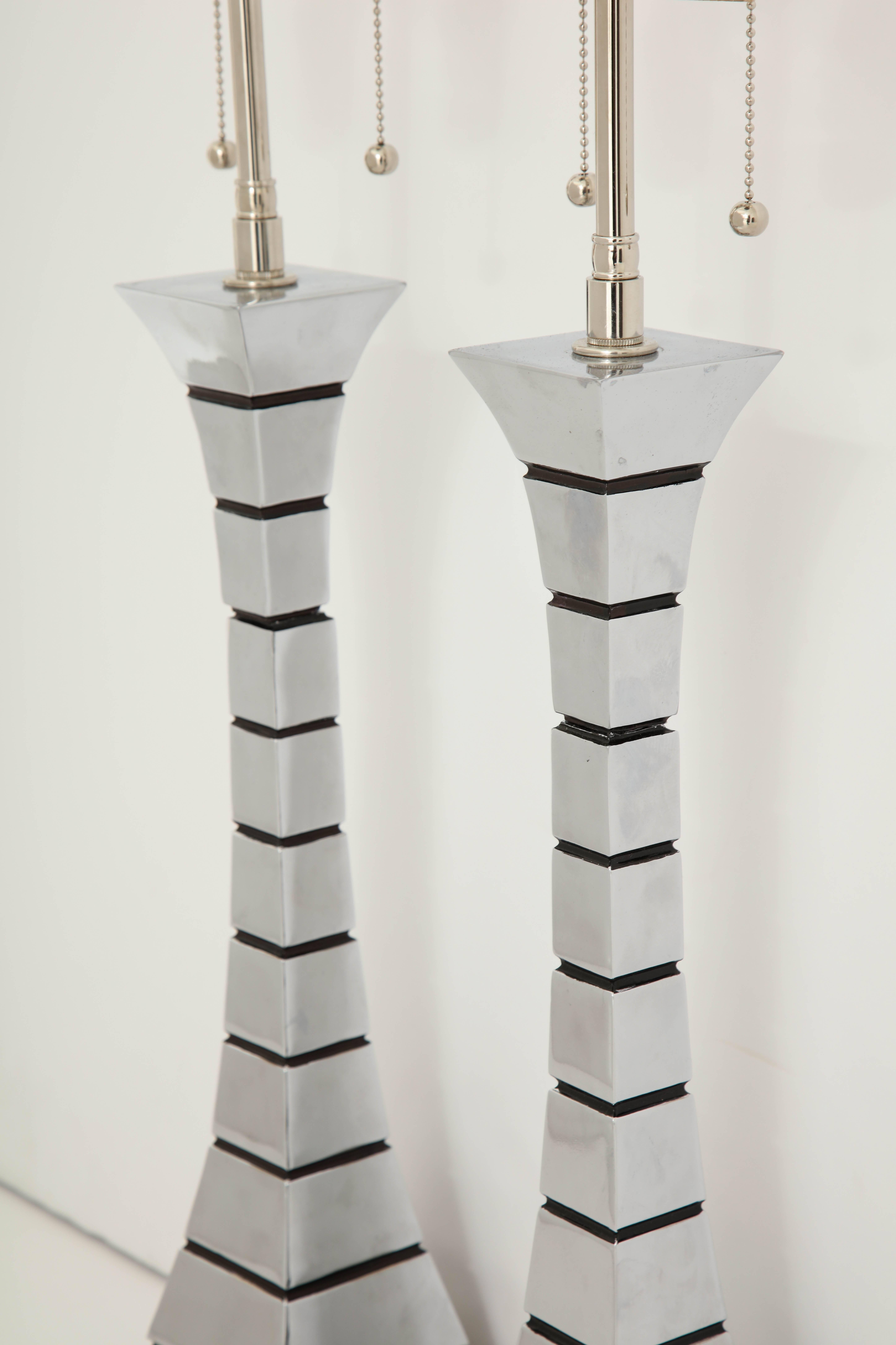 Pair of 1970s Midcentury Polished Chrome Lamps 4