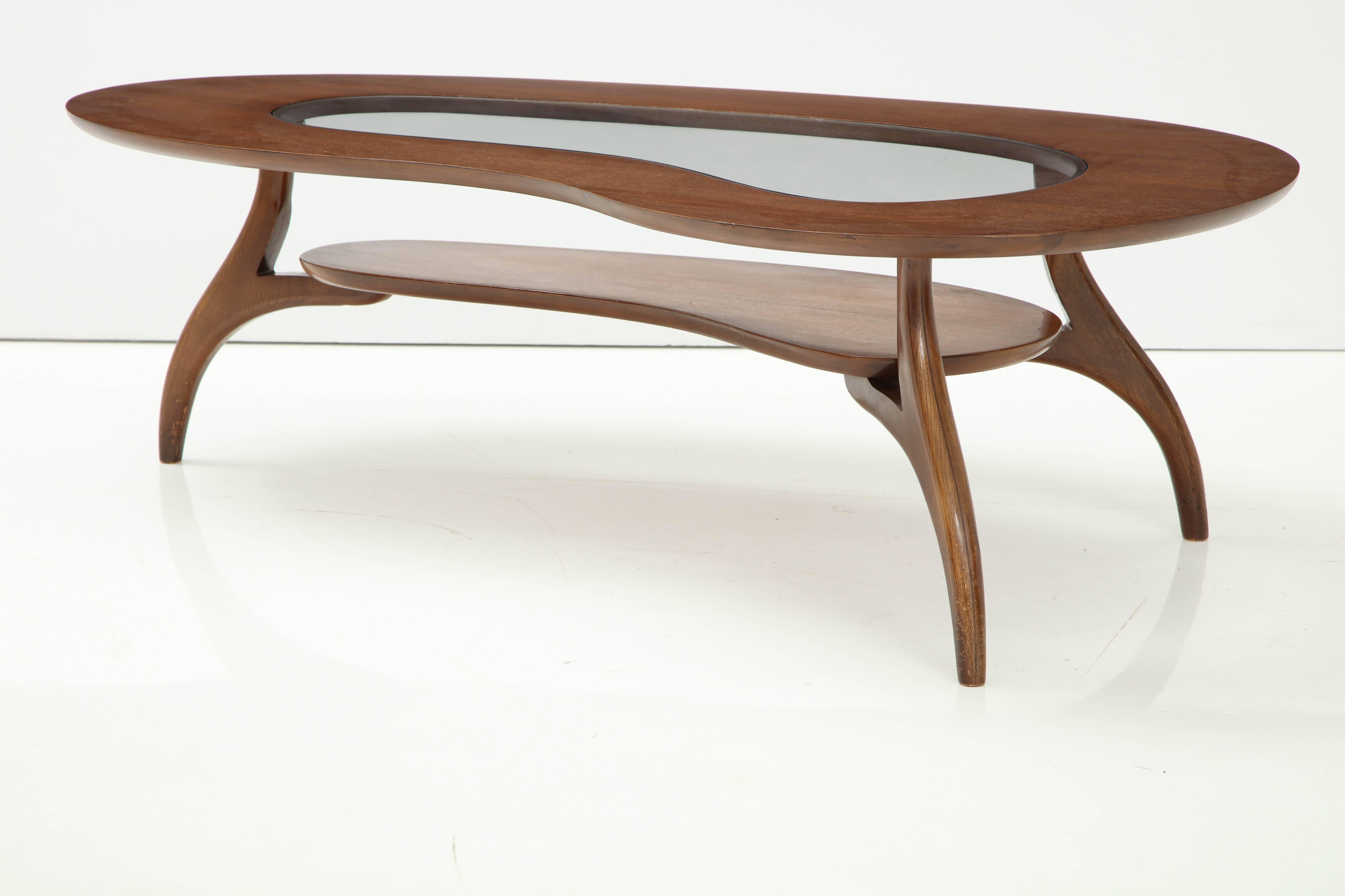 mid century modern kidney shaped coffee table