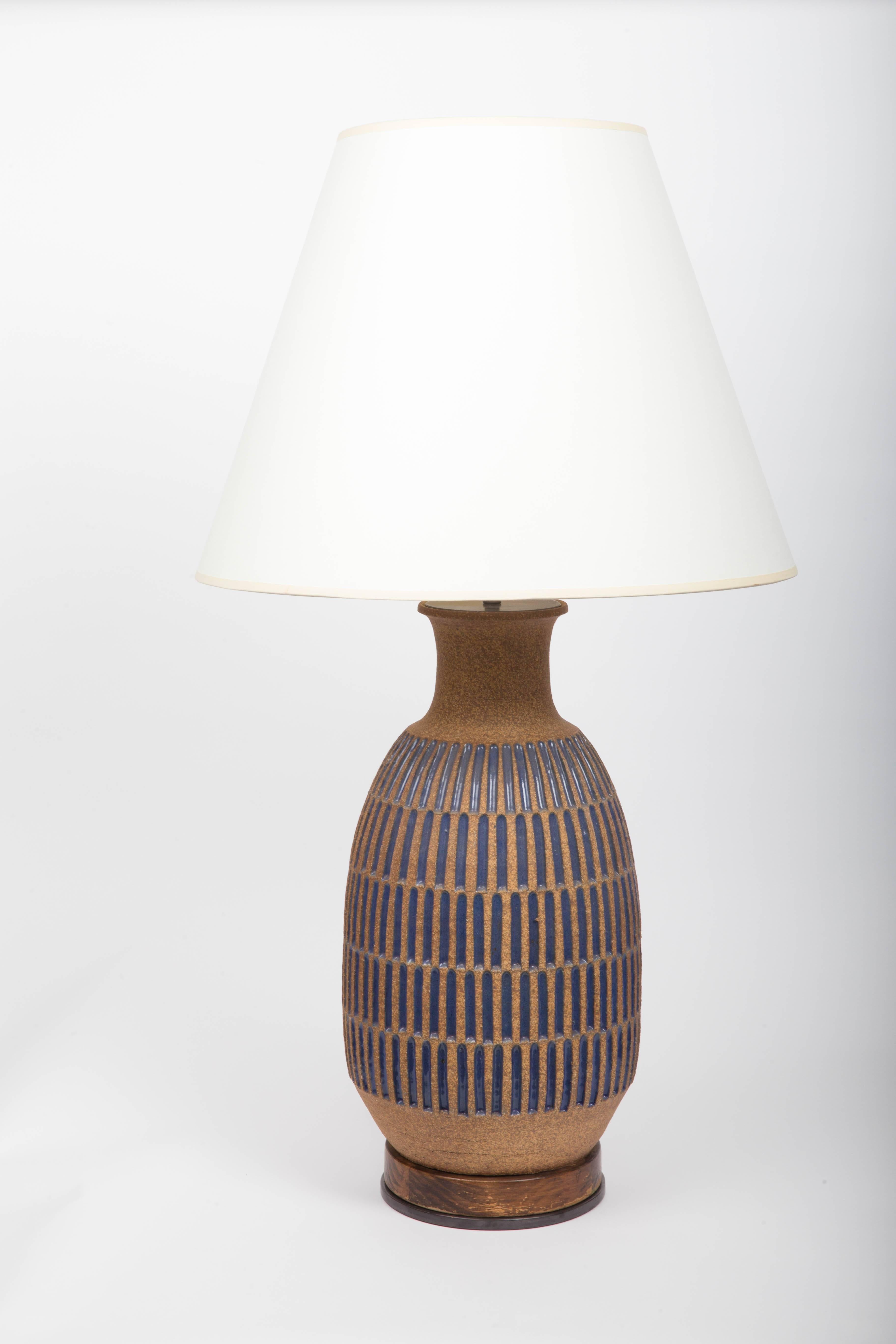 Blue Glaze Earthenware Table Lamp by David Cressey 1