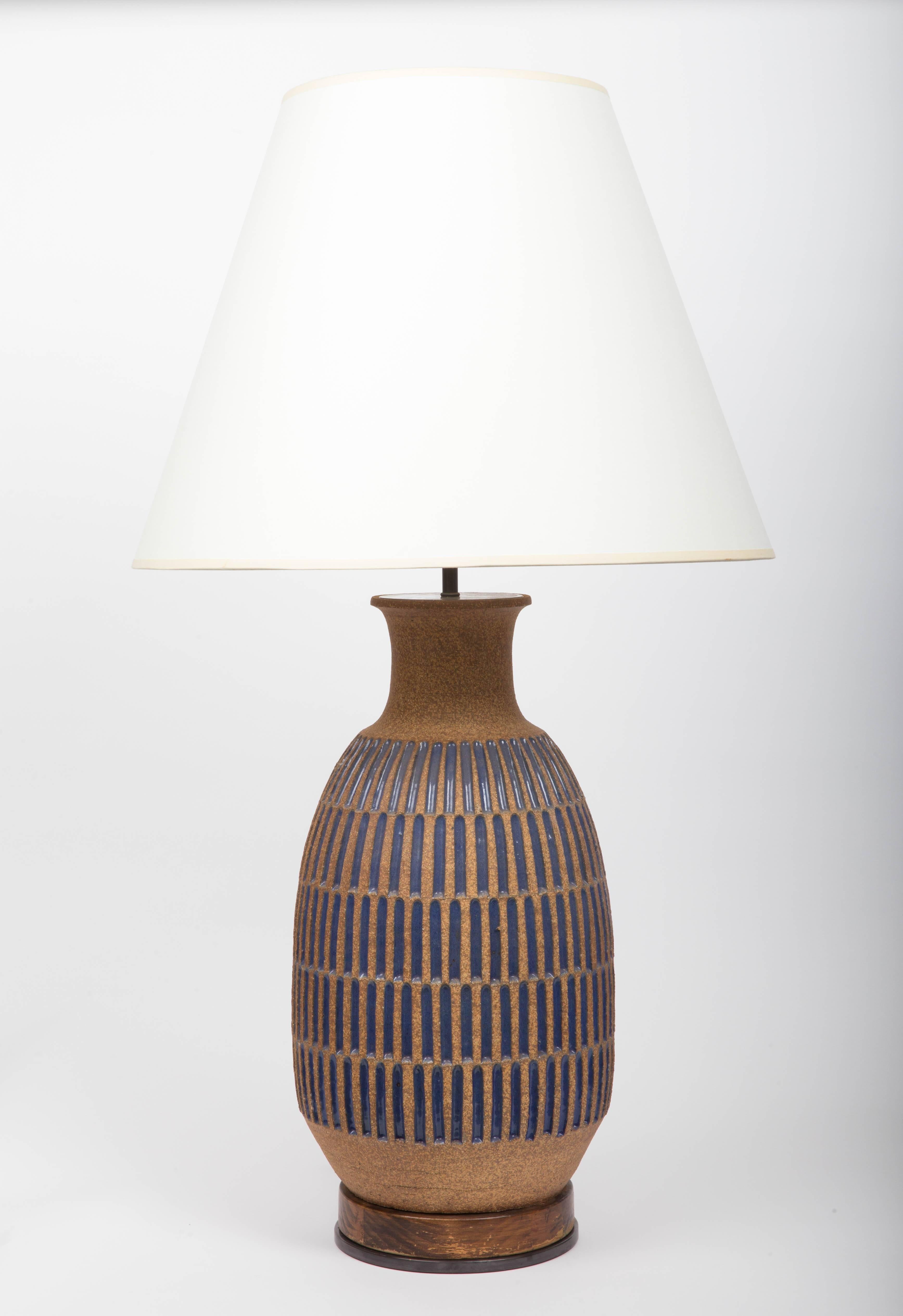 Blue Glaze Earthenware Table Lamp by David Cressey 2