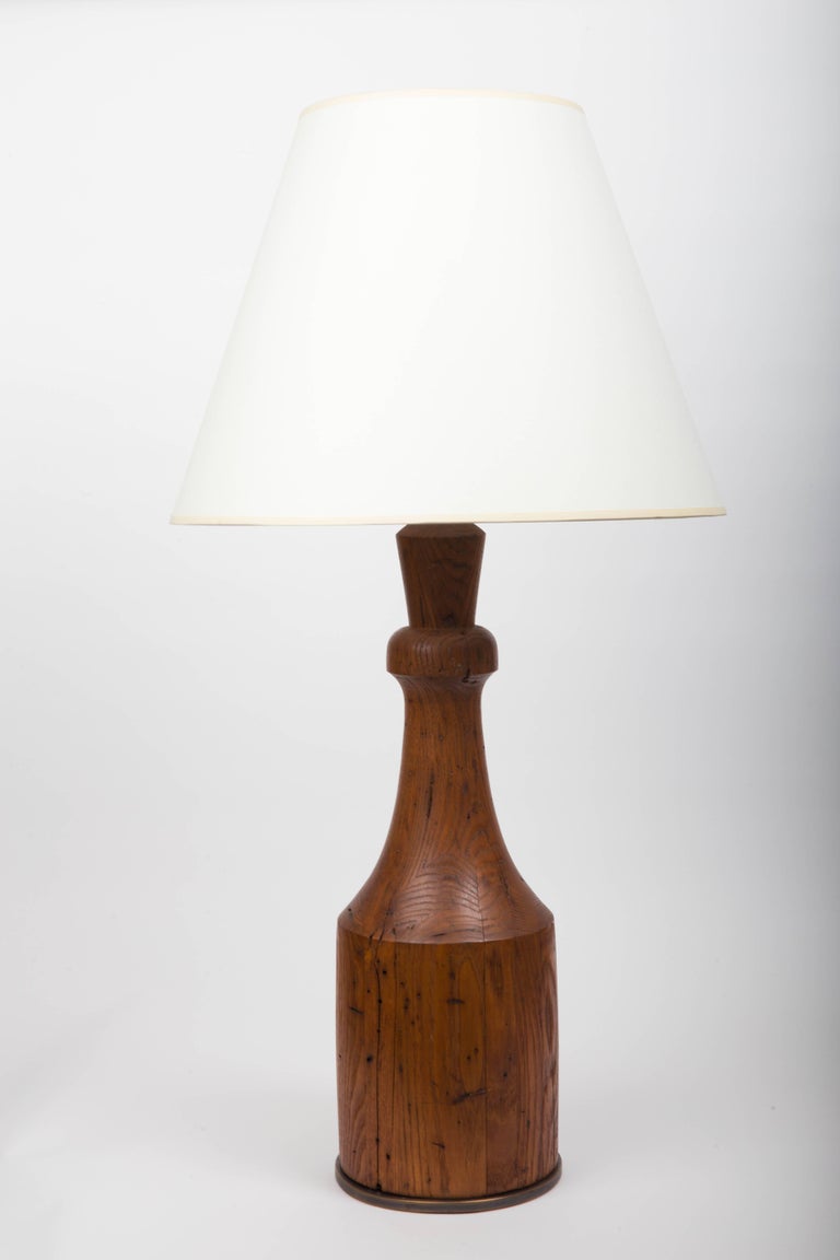 Rustic Hand Carved Wooden Table Lamp, Hand Turned Wooden Table Lamps