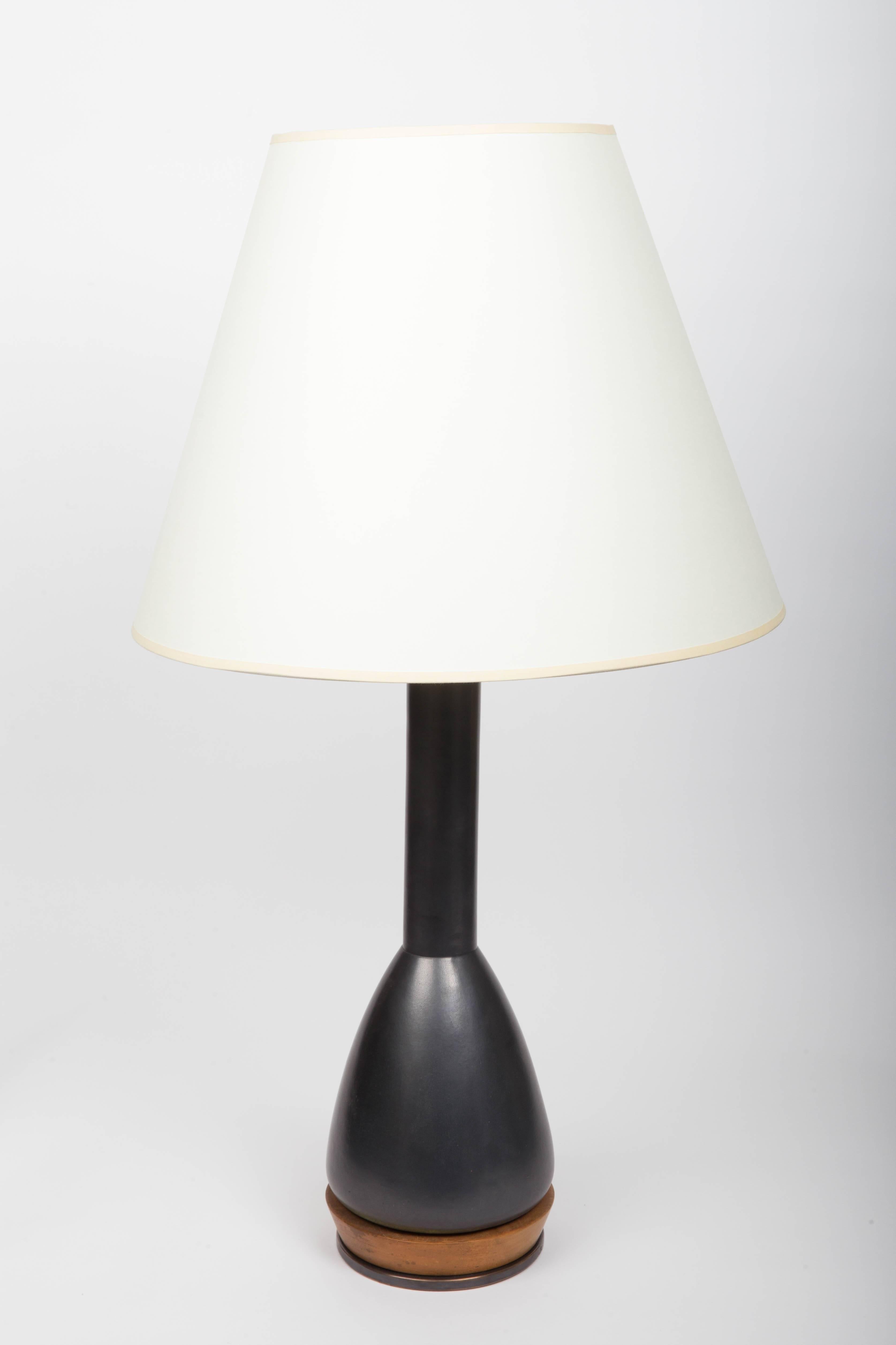 Black Ceramic Table Lamp Attributed to Gordon & Jane Martz, c. 1960s 1