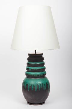 Black and Green Floor Vase by Scheurich, West Germany, Converted into Lamp