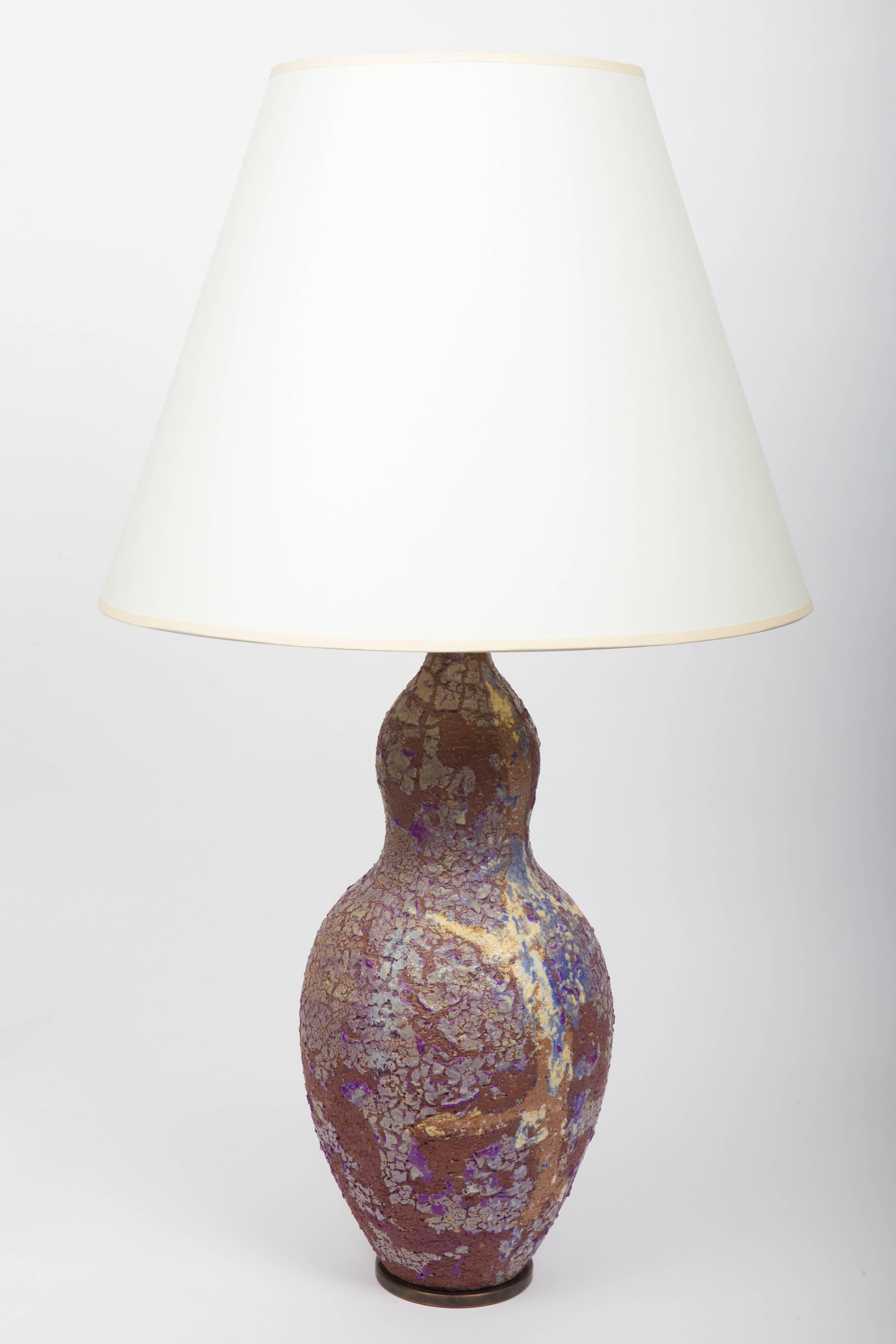 Stoneware Table Lamp with Crackle Glazed, by Marcello Fantoni In Excellent Condition In New York City, NY