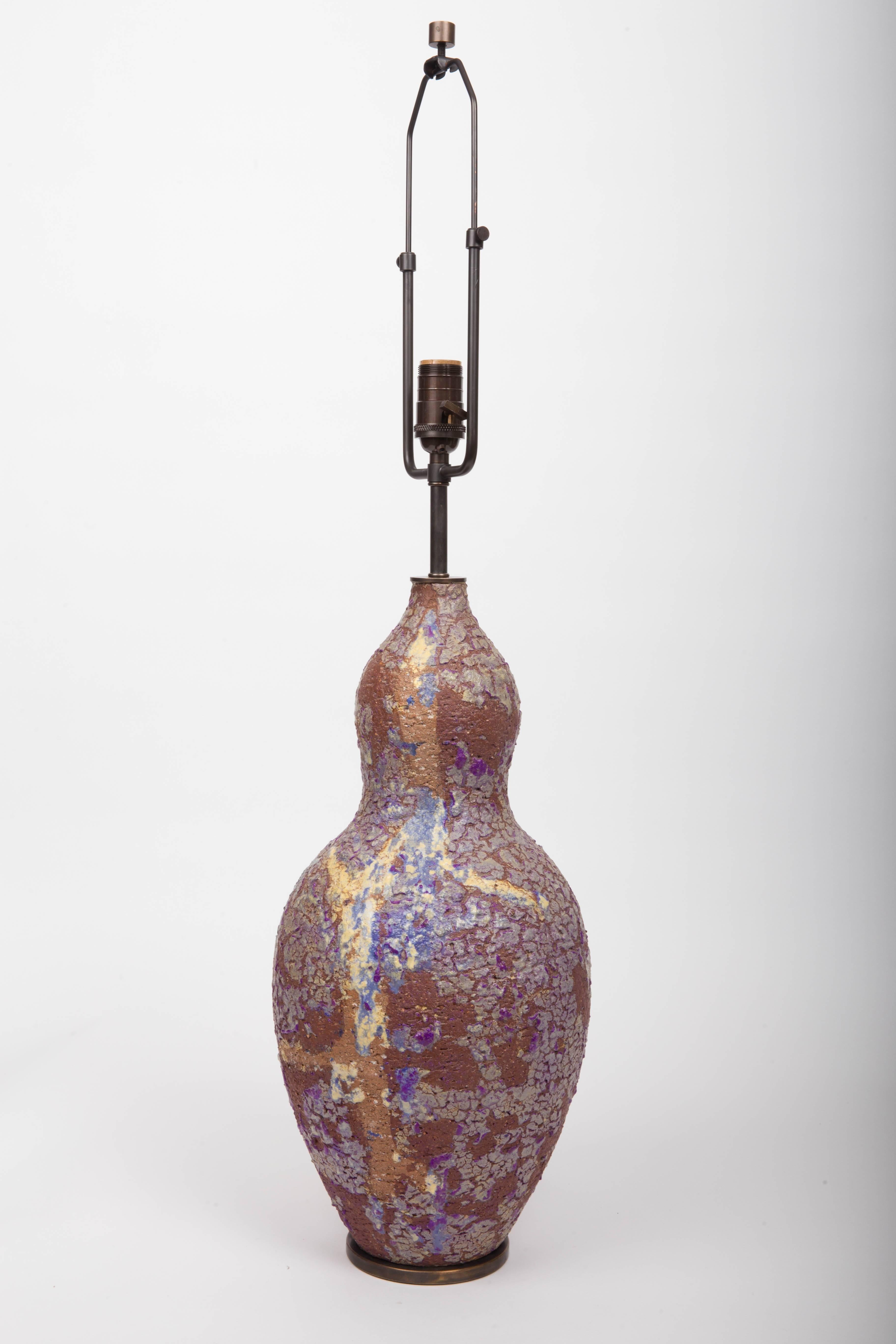 Stoneware Table Lamp with Crackle Glazed, by Marcello Fantoni 2