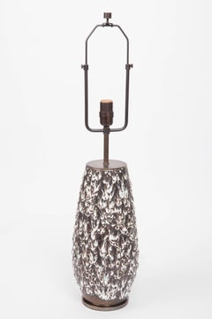 Brown and White Fat Lava Vase Converted into Lamp