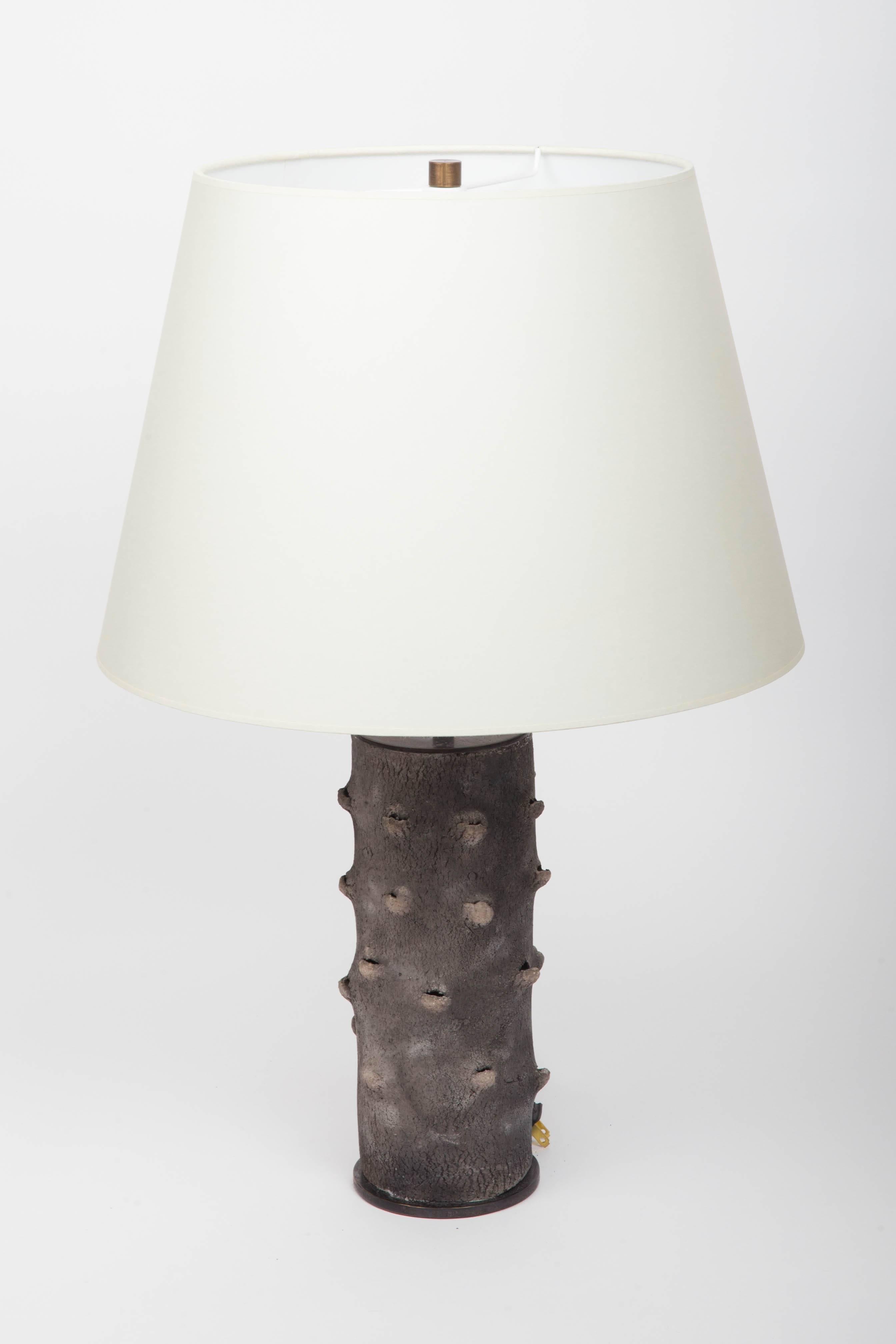 Matte Grey Table Lamp with Bark-Like Texture 5