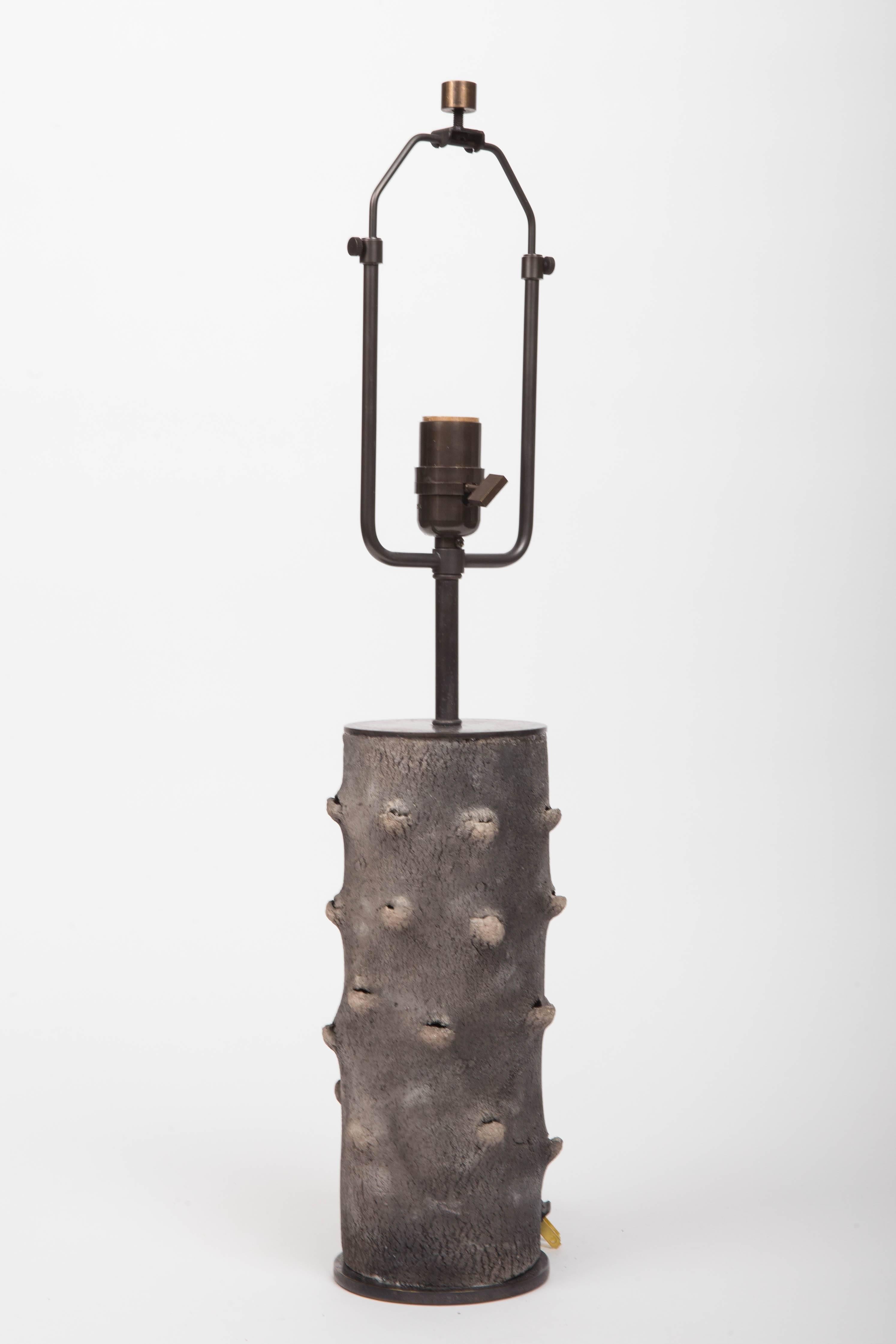 20th Century Matte Grey Table Lamp with Bark-Like Texture