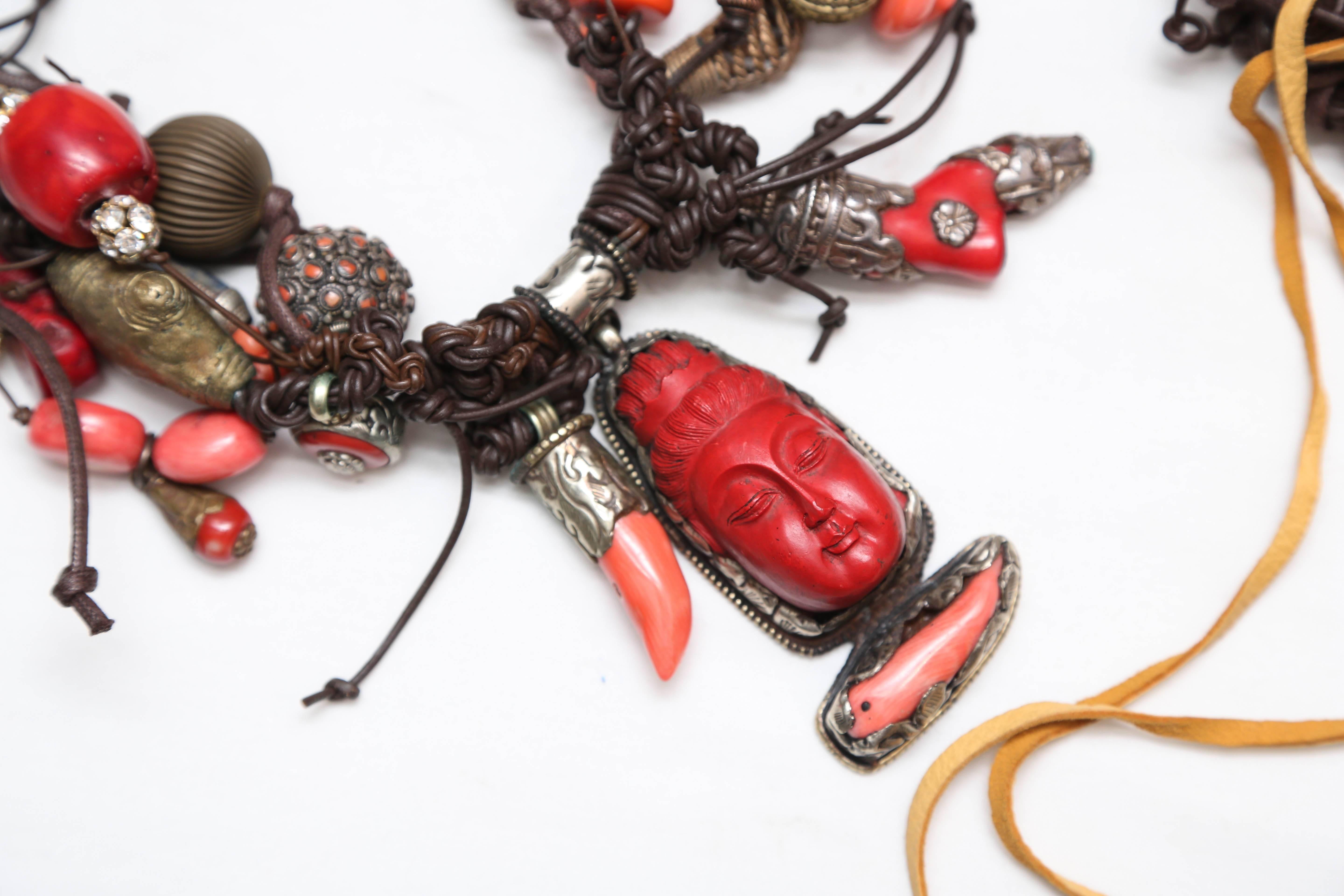 Folk Art Marzia Z Jewelry Designer, Italy, Unique Necklaces, with Ethnic, Antique Symbols