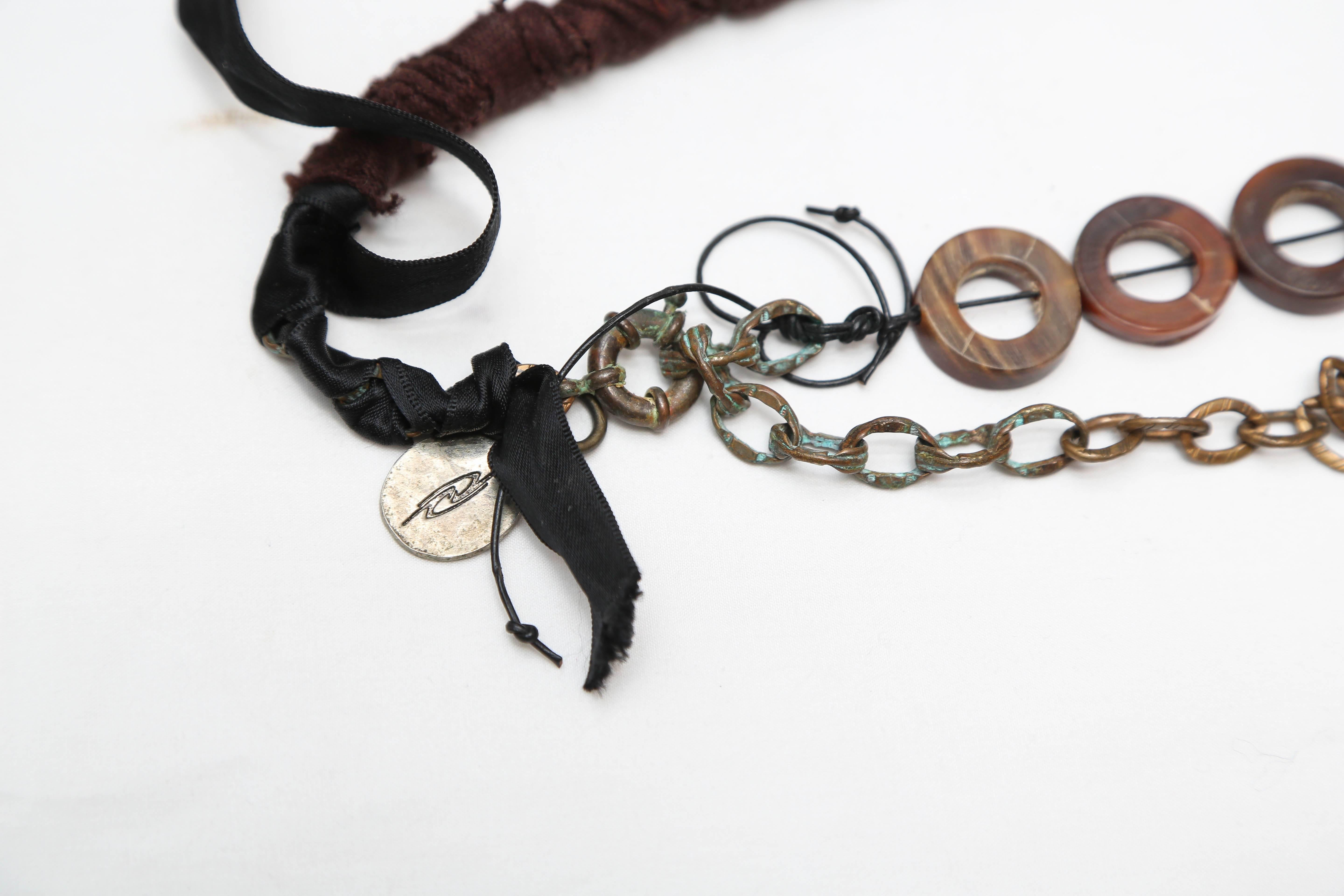 Hand-Knotted Marzia Z Jewelry Designer, Italy, Unique Necklaces, with Ethnic, Antique Symbols