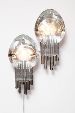 SALE !SALE! SALE !pr/Scolari Chrystal and Chrome Sconces with Magnifying Glass