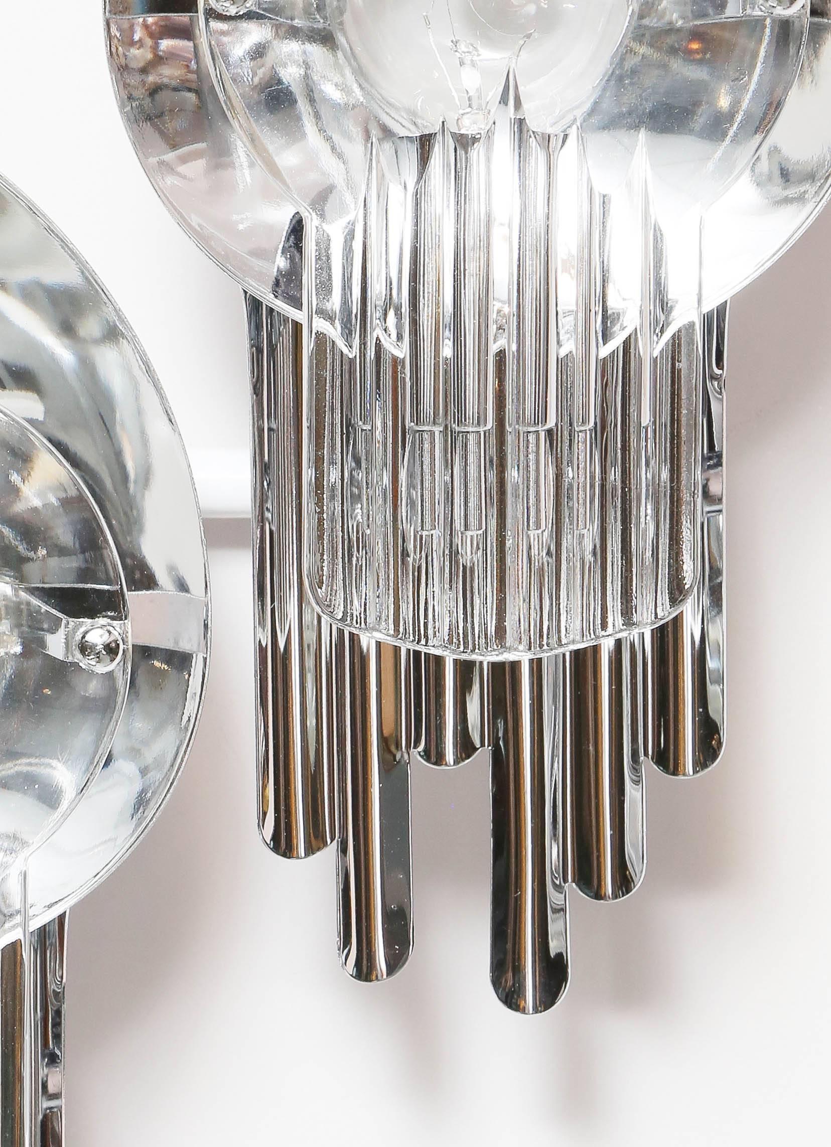 Mid-Century Modern SALE !SALE! SALE !pr/Scolari Chrystal and Chrome Sconces with Magnifying Glass