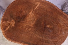 Pair of Side Tables with Three Inch Thick Hardwood Top and Castiron Stand